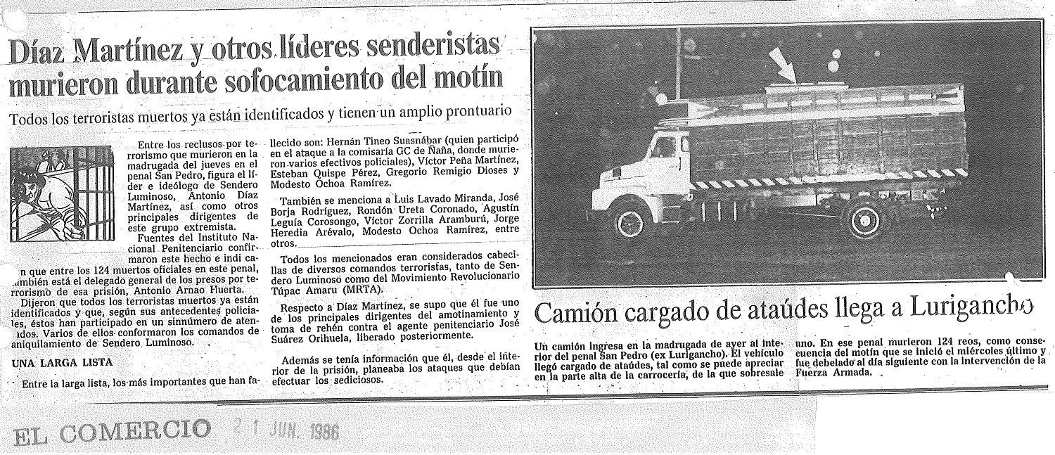 Díaz Martínez y otros líderes senderistas murieron durante sofocamiento del motín