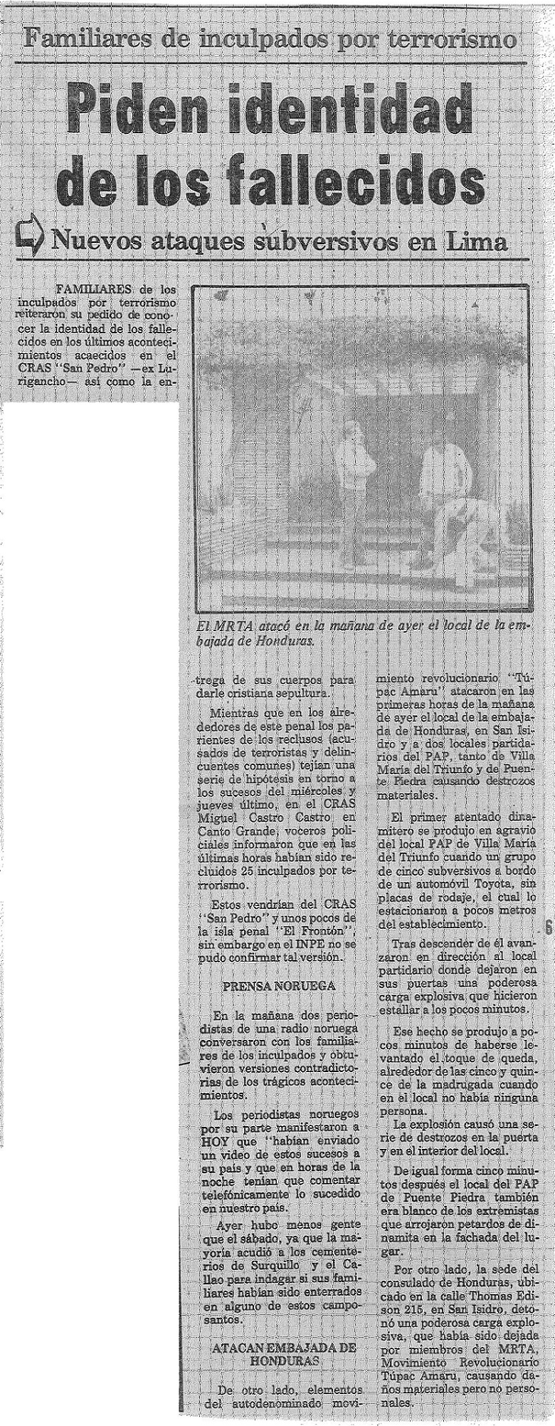 Piden identidad de los fallecidos