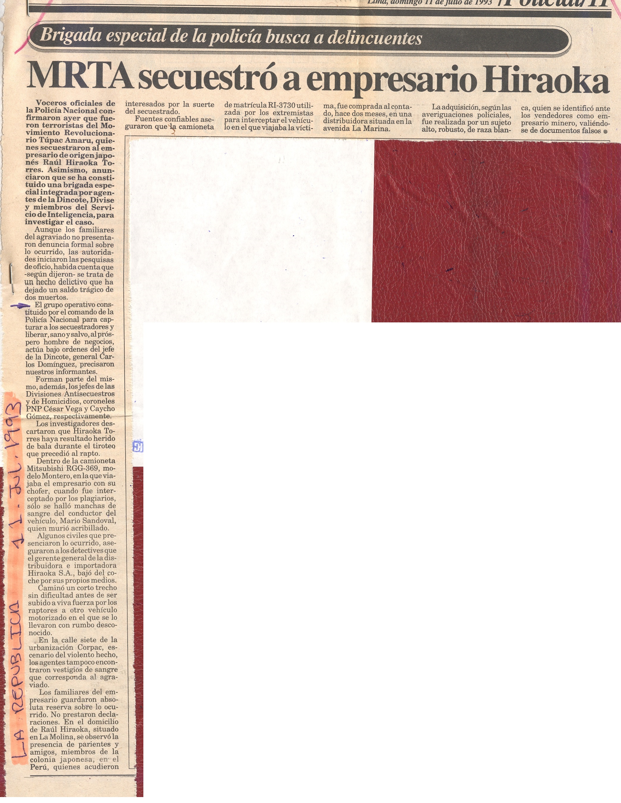 MRTA SECUESTRO A EMPRESARIO HIRAOKA