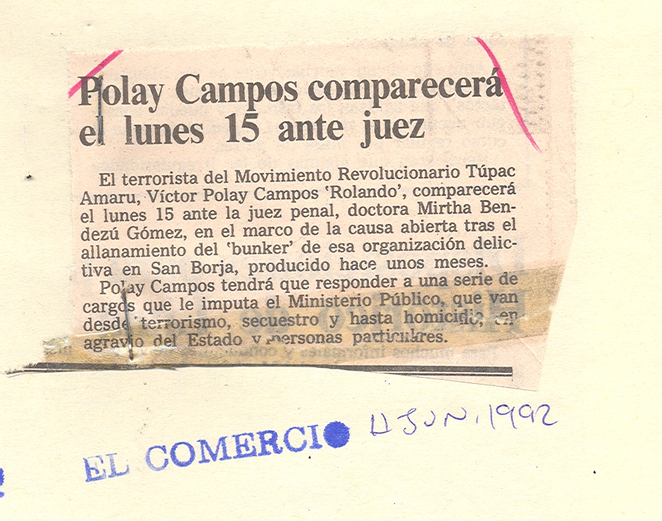 11 JUNIO POLAY CAMPOS COMPARECERÁ ANTE JUEZ