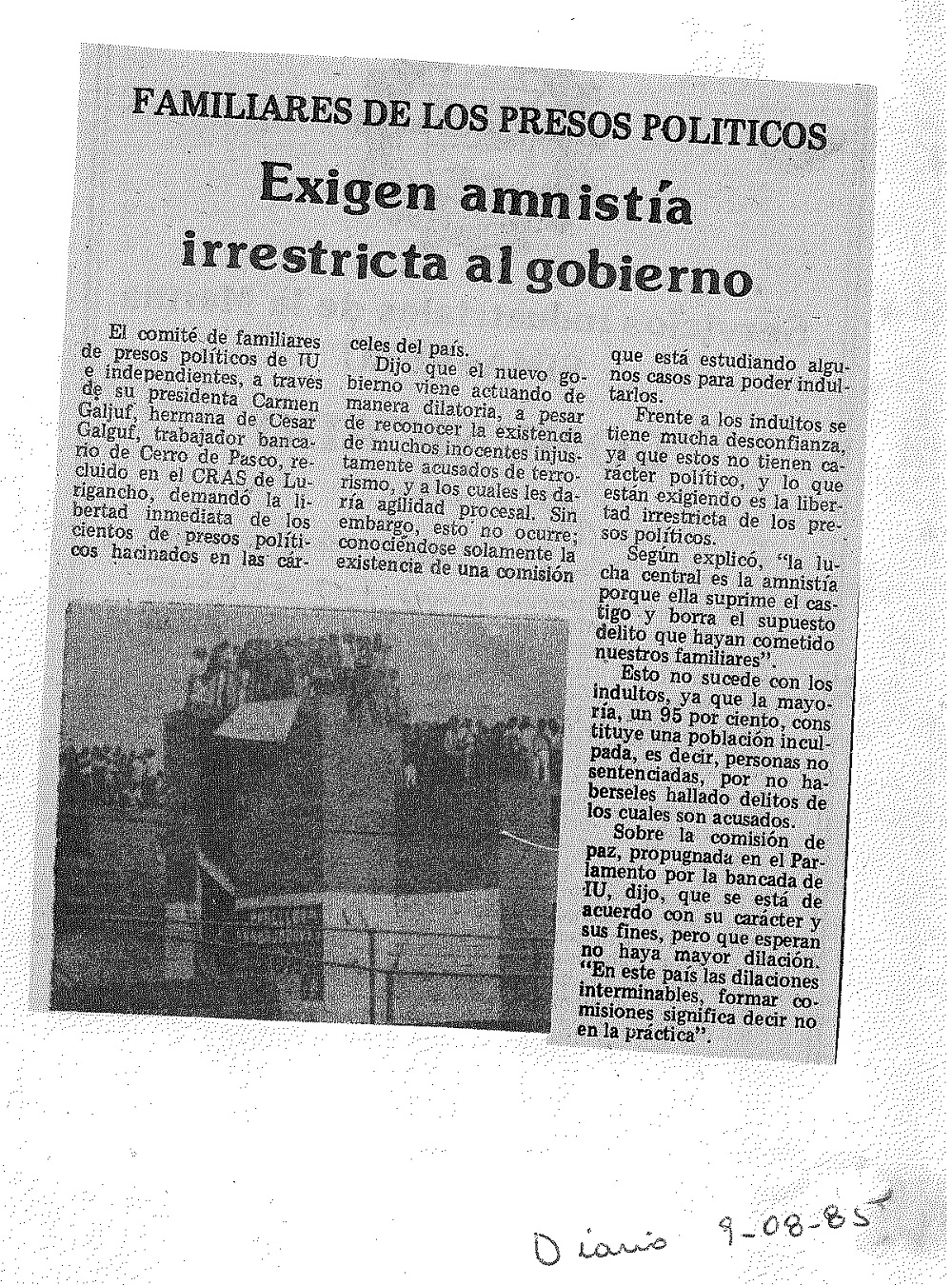 Exigen amnistía irrestricta al gobierno