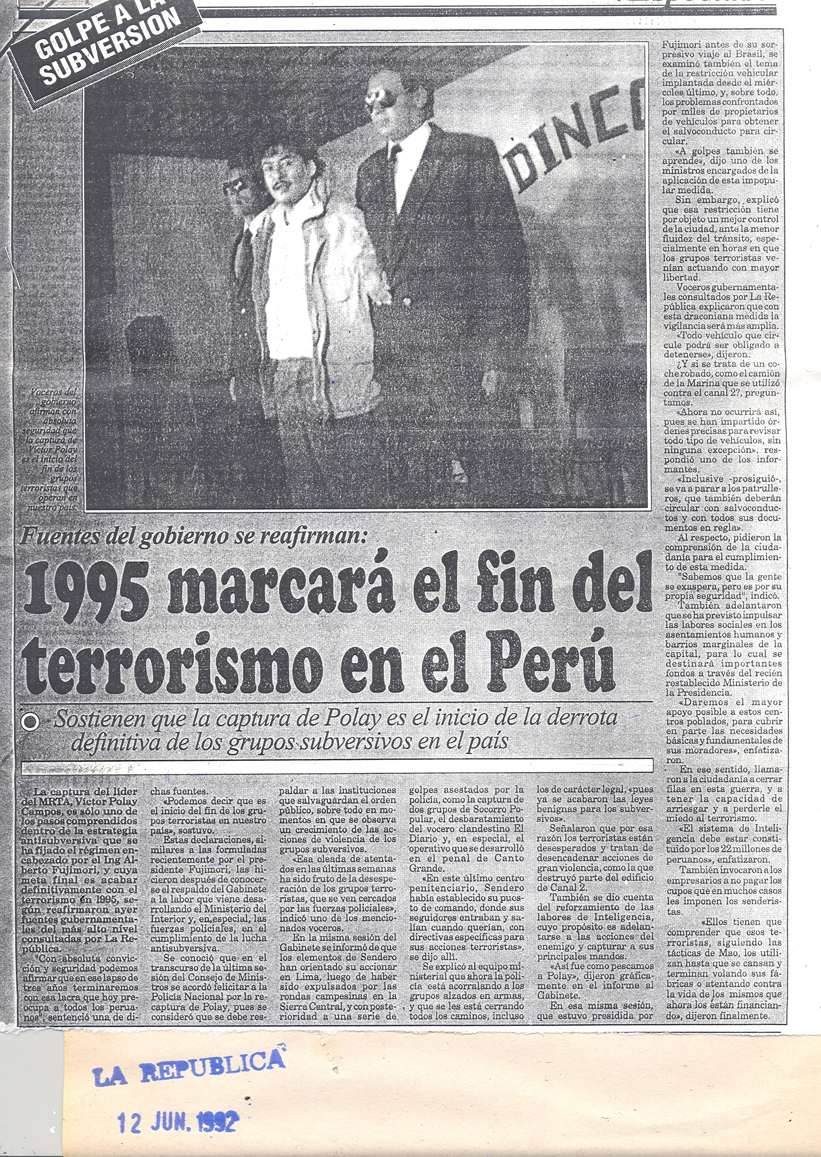 12 JUNIO 1995 MARCARÁ EL FIN DEL TERRORISMO
