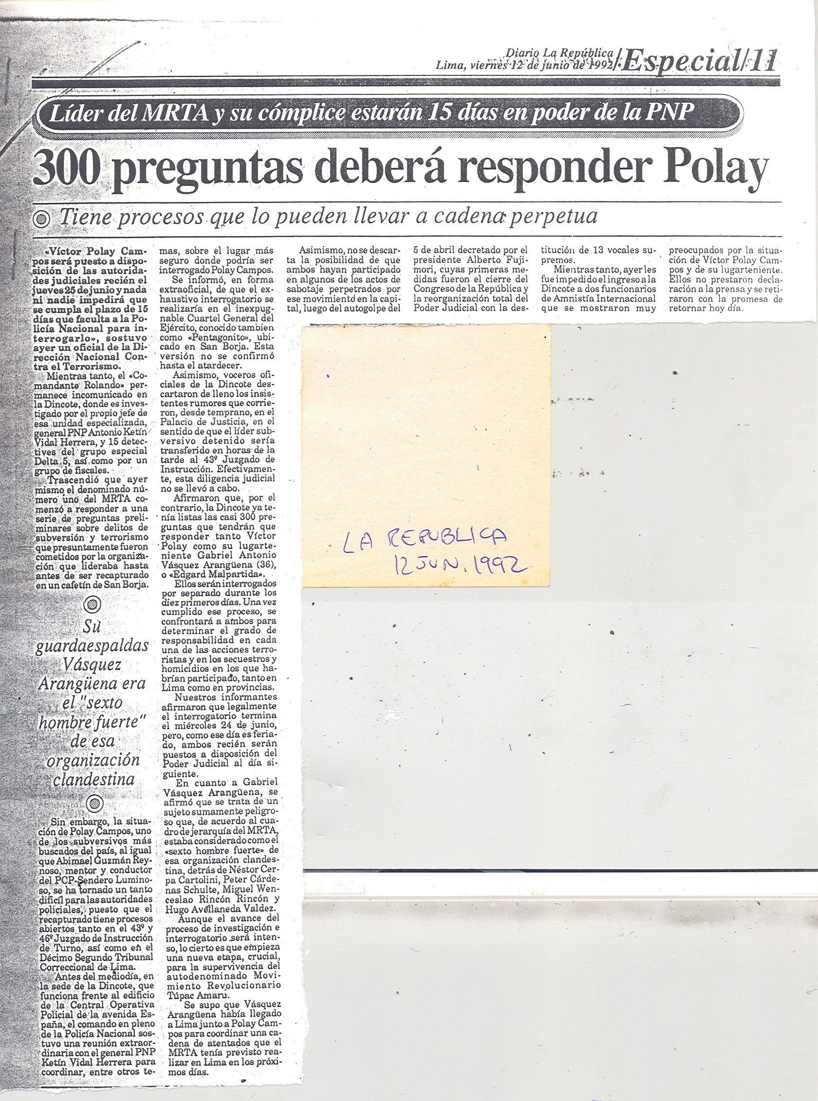12 JUNIO 300 PREGUNTAS DEBERÁ RESPÓNDER POLAY