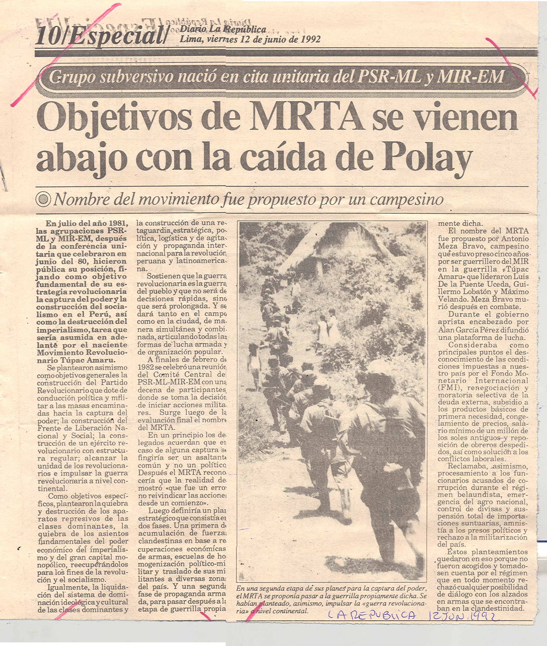 12 JUNIO OBJETIVOS DEL MRTA SE VAN ABAJO CON CAPTURA