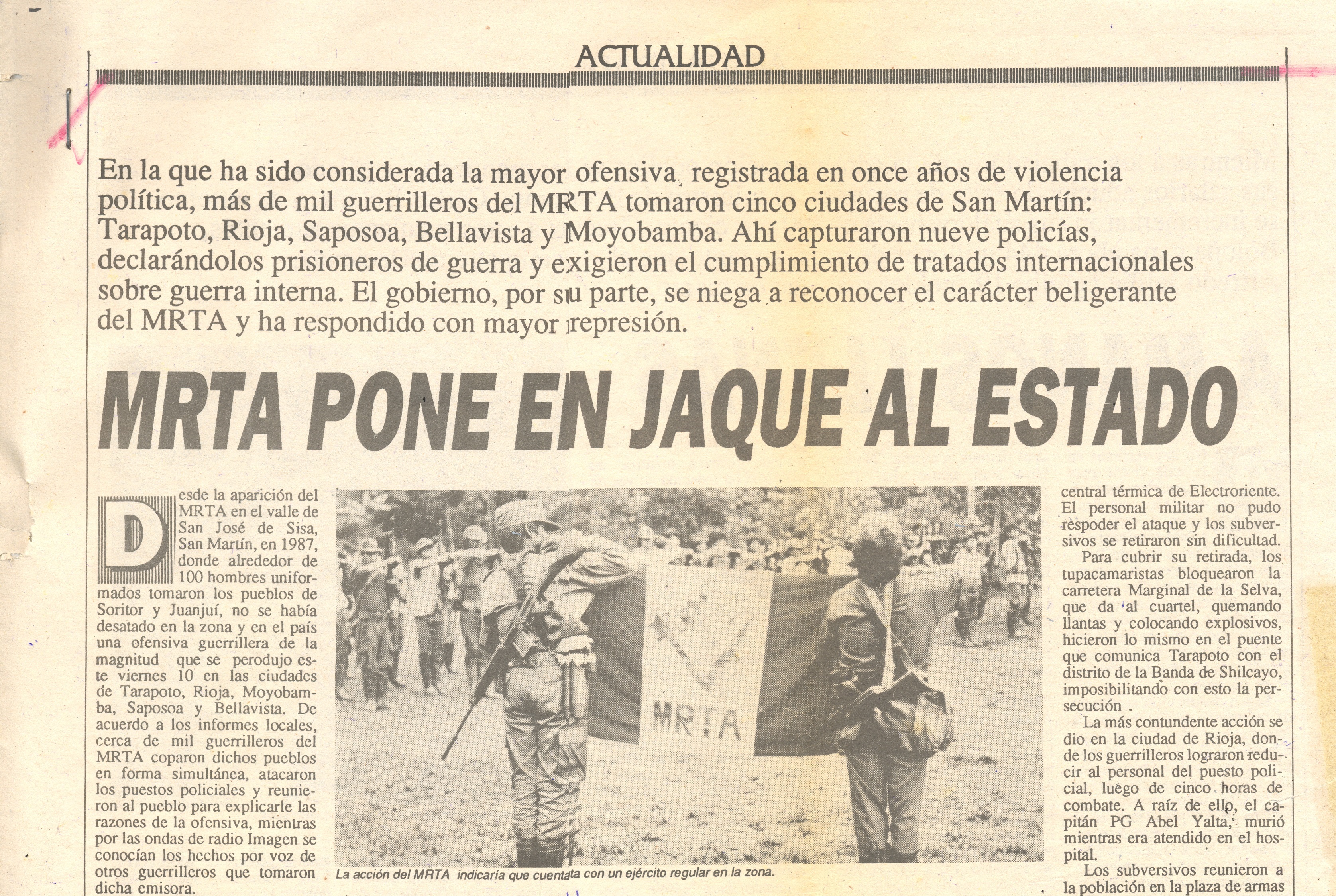 12 MAYO MRTA PONE EN JAQUE AL ESTADO 12 MAYO 1