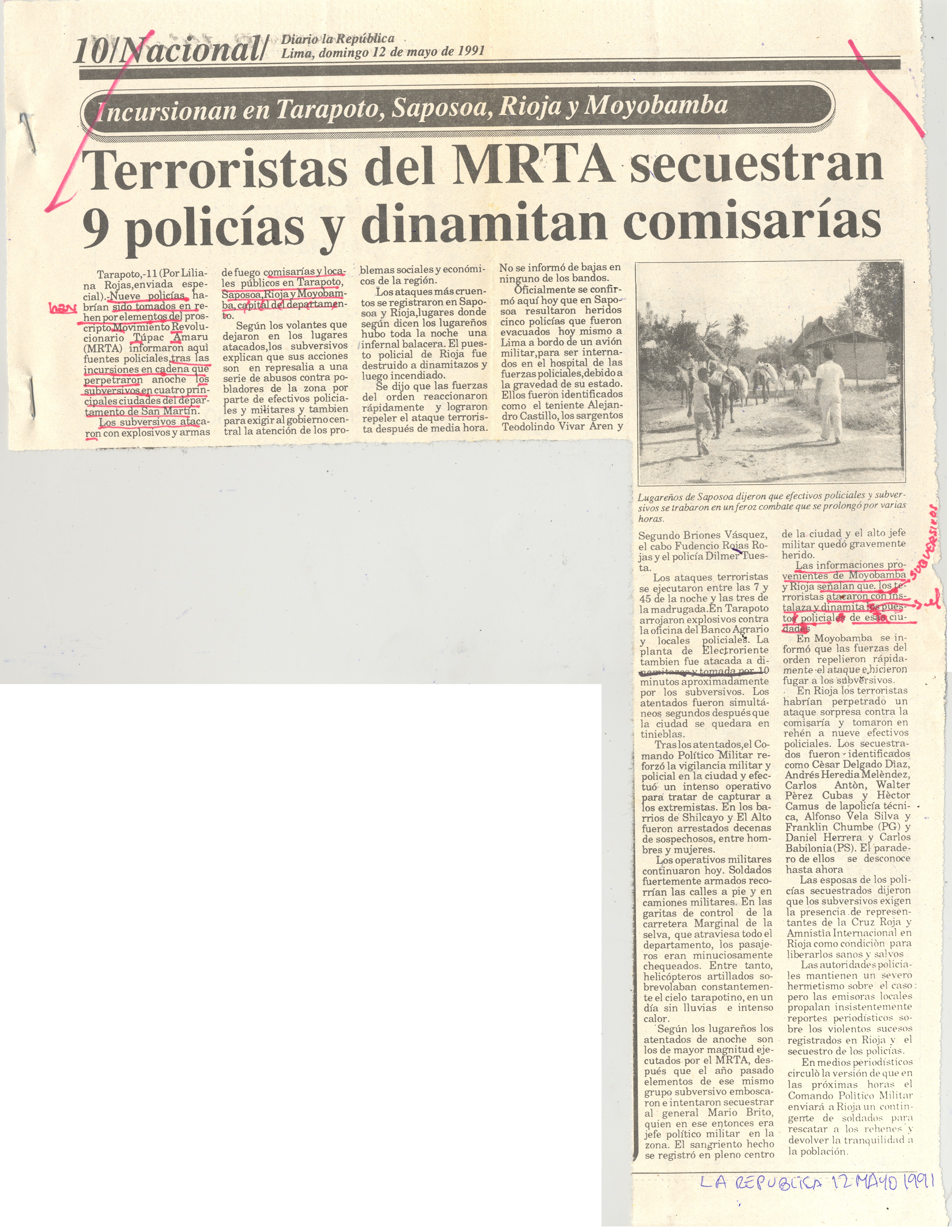 12 MAYO TERRORISTAS DEL MRTA SECUESTRAN 9 POLICIAS Y DINAMITAN COMISARIAS1