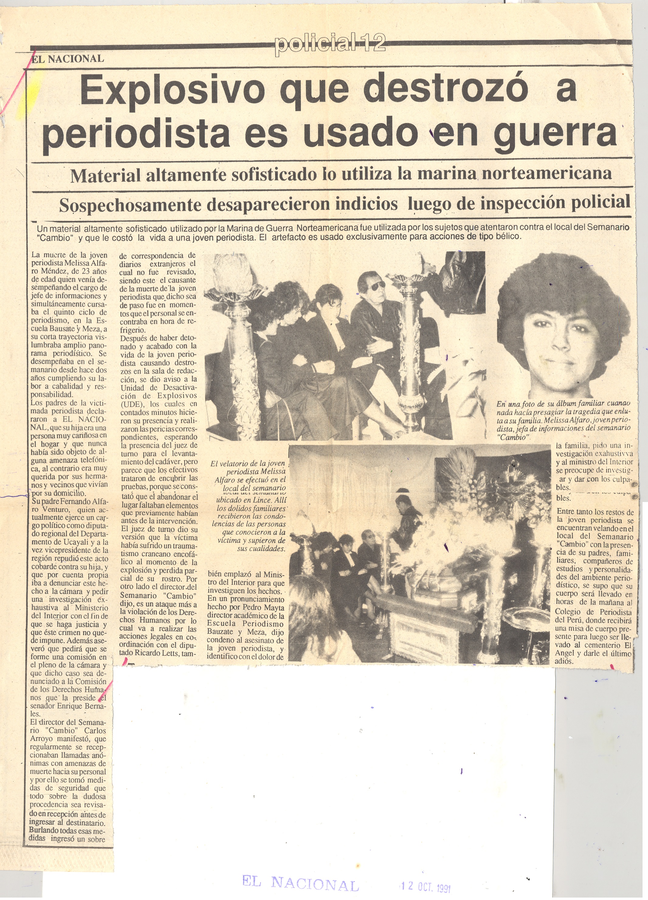 Explosivo que destrozo a periodista es usado en guerra