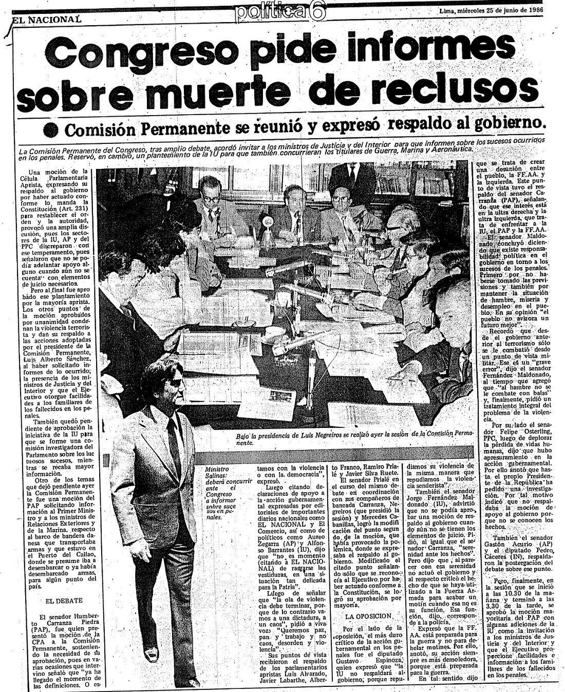 Congreso pide informes sobre muerte de reclusos