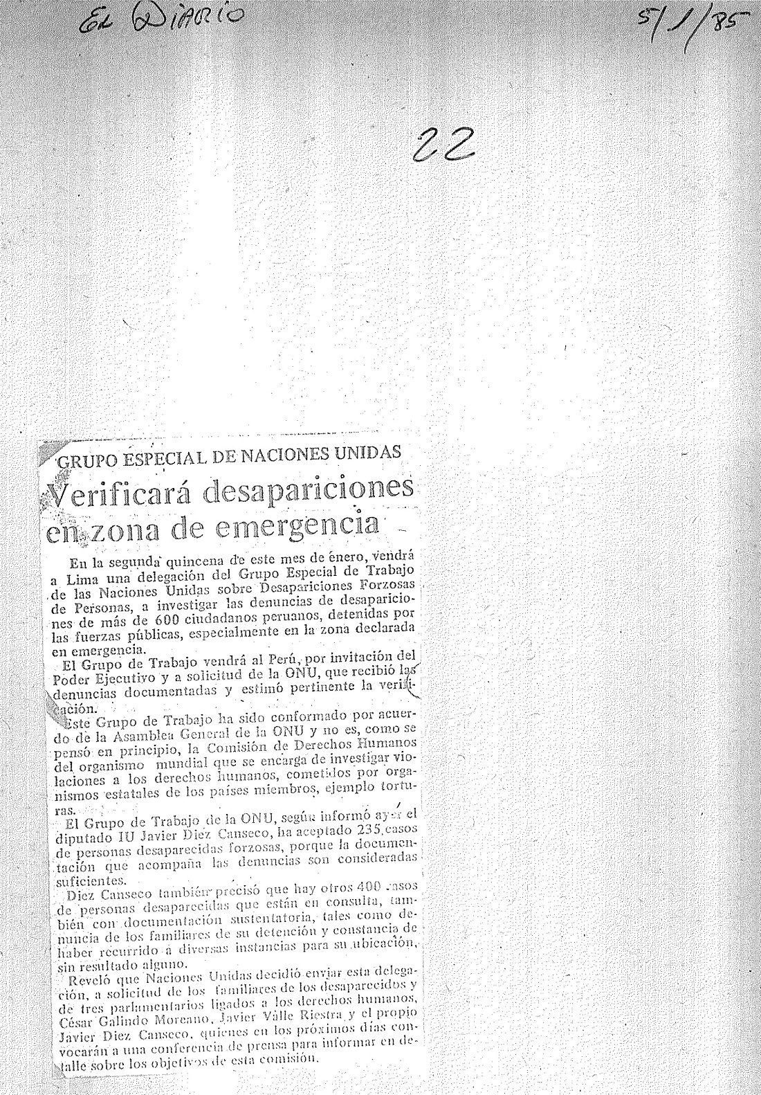 Verificará desapariciones en zona de emergencia