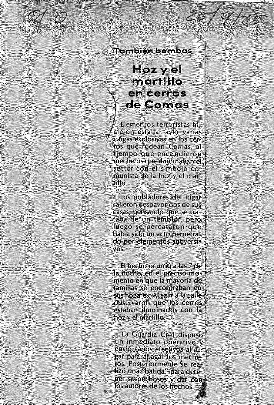 Hoz y martillo en cerros de Comas