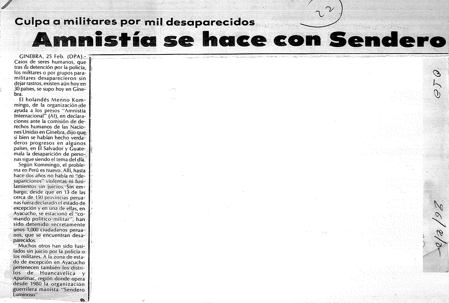 Amnistía se hace con Sendero