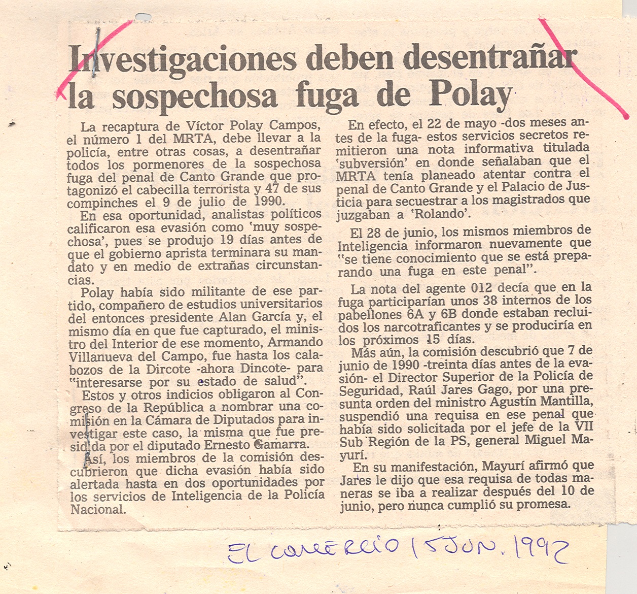 15 JUNIO INVESTIOGACIONES DEBEN DESENTRAÑAR LA SOSPECHOSA FUGA