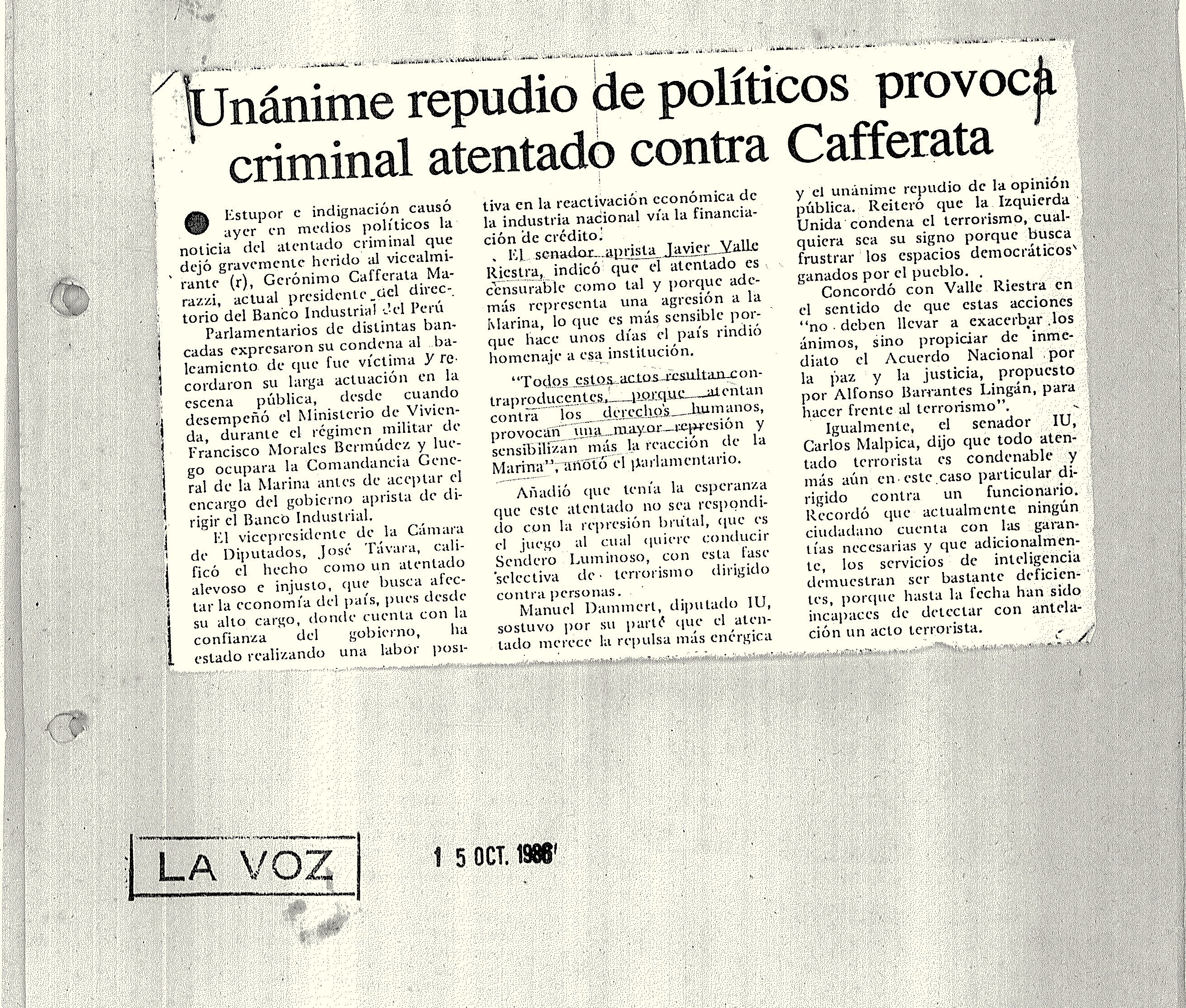 Criminal atentado contra cafferata
