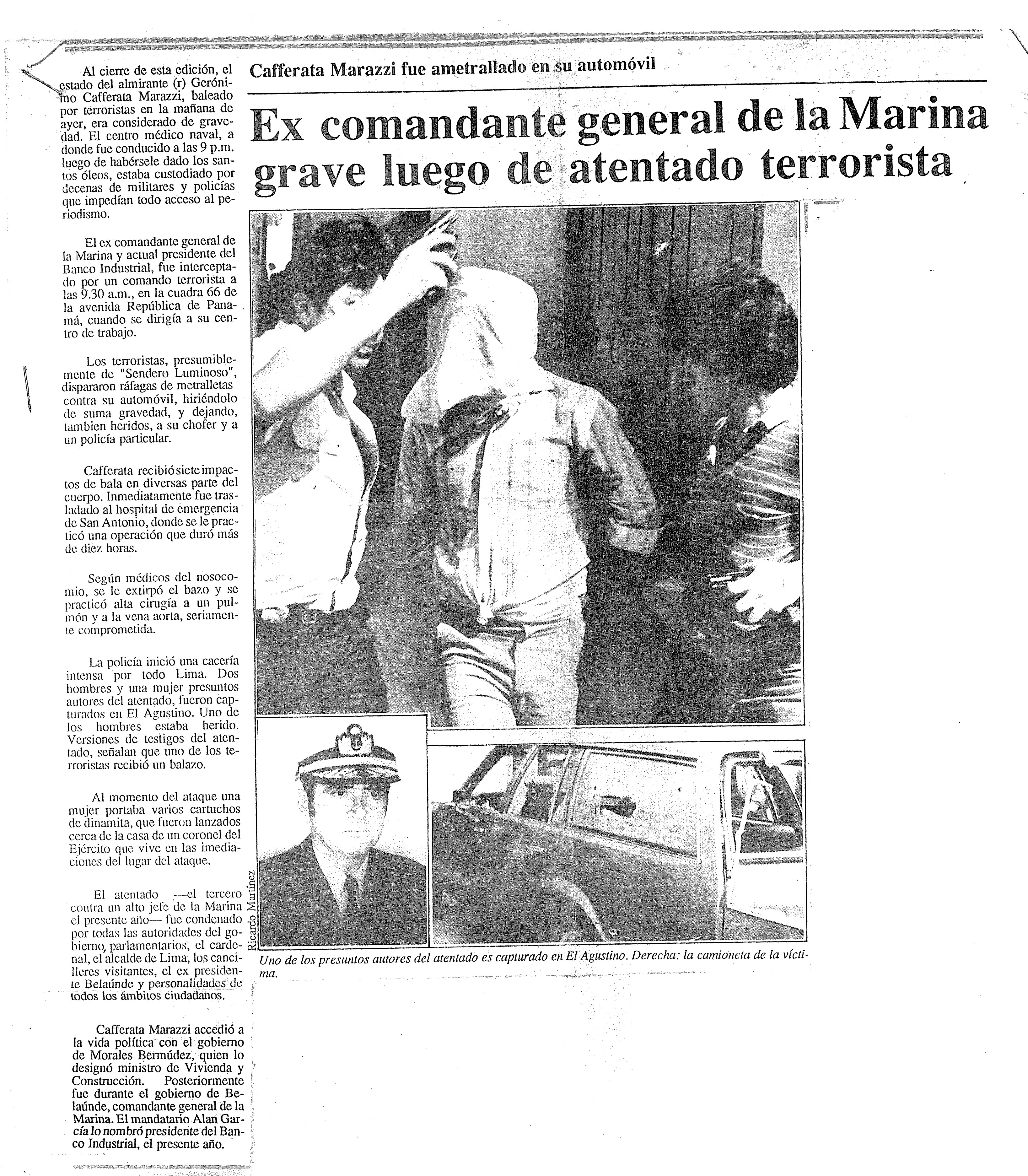 Ex comandante grave por atentado terrorista