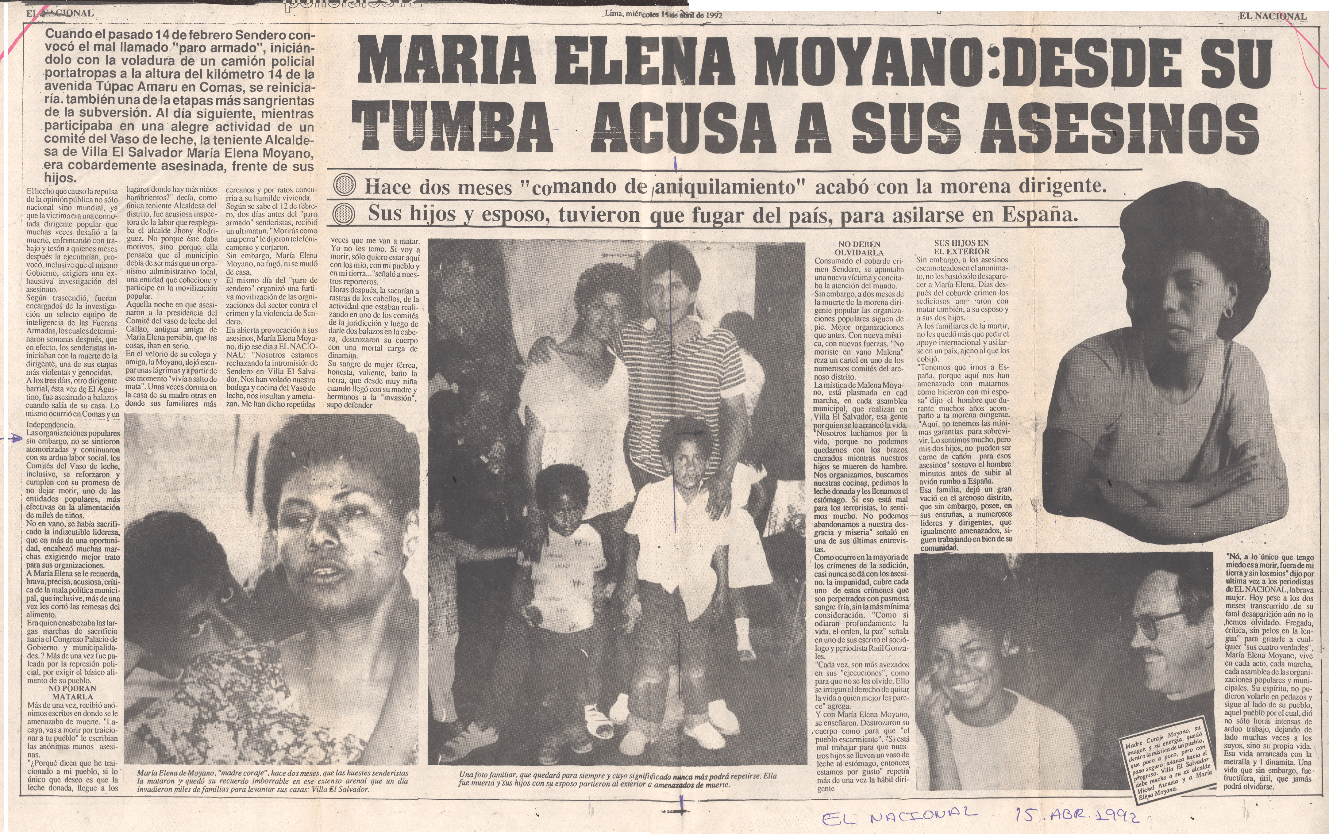 Maria Elena desde su tumba acusa a sus asesinos