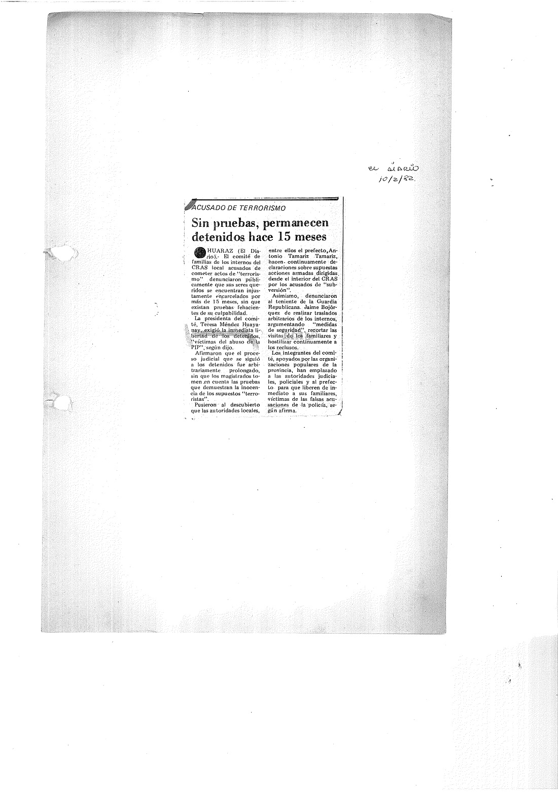 Sin pruebas, permanecen detenidos hace 15 meses