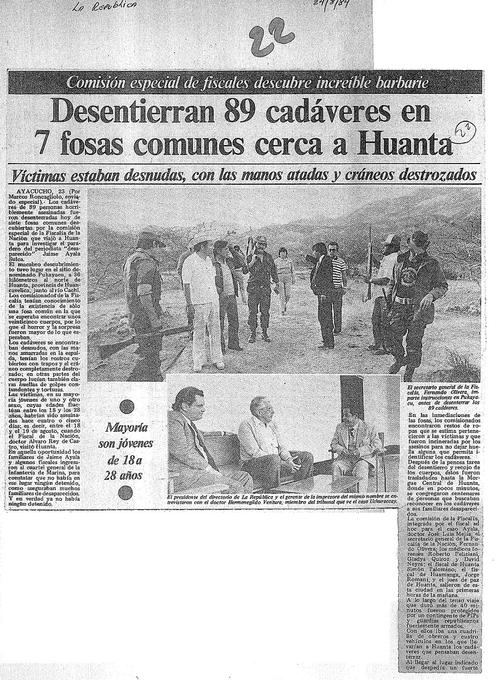 Desentierran 89 cadáveres en 7 fosas cerca a Huanta