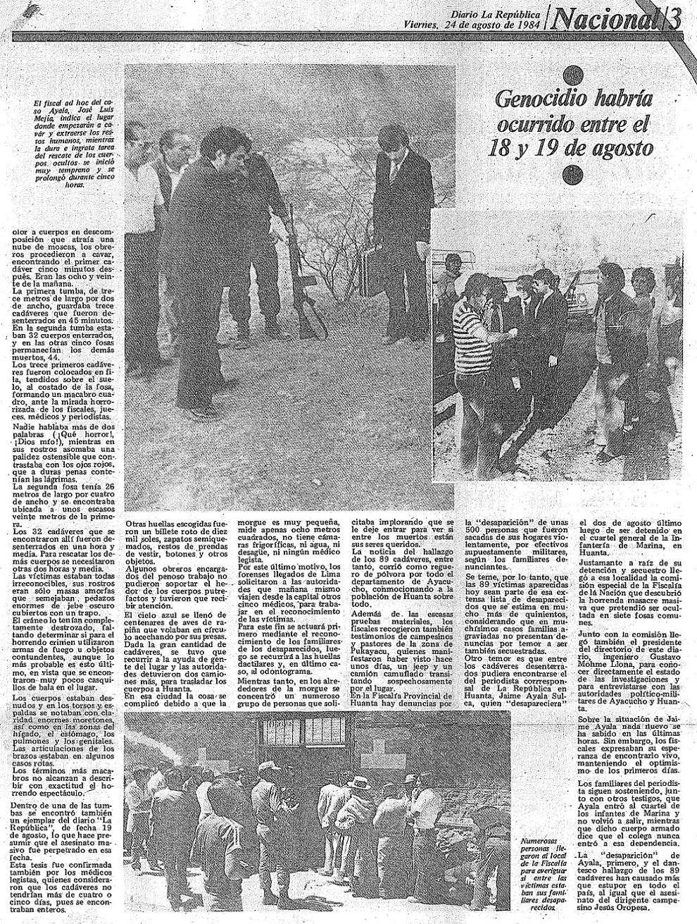 Desentierran 89 cadáveres en 7 fosas cerca a Huanta