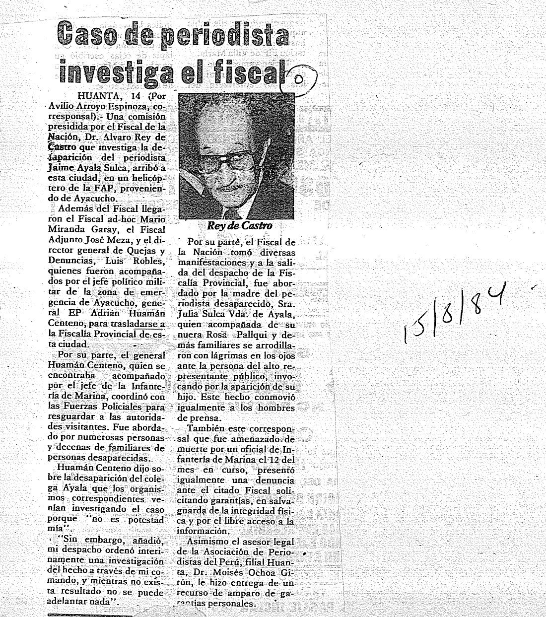 Caso de periodista investiga el fiscal