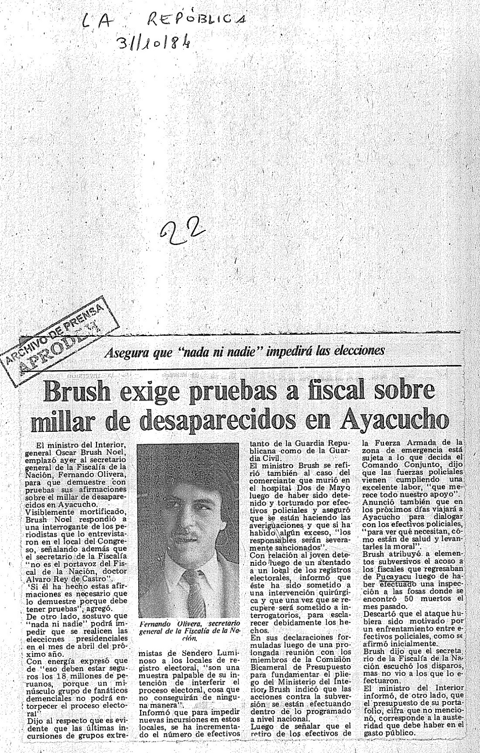 Brush pide se demuestre casos de desaparecidos