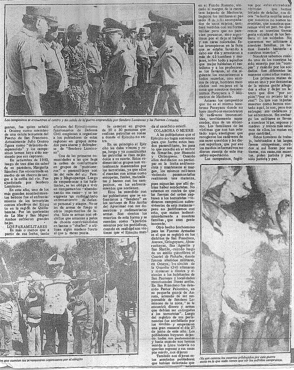 Campesinos de Apurímac entre dos fuegos: Sendero Luminoso e Infantes de Marina
