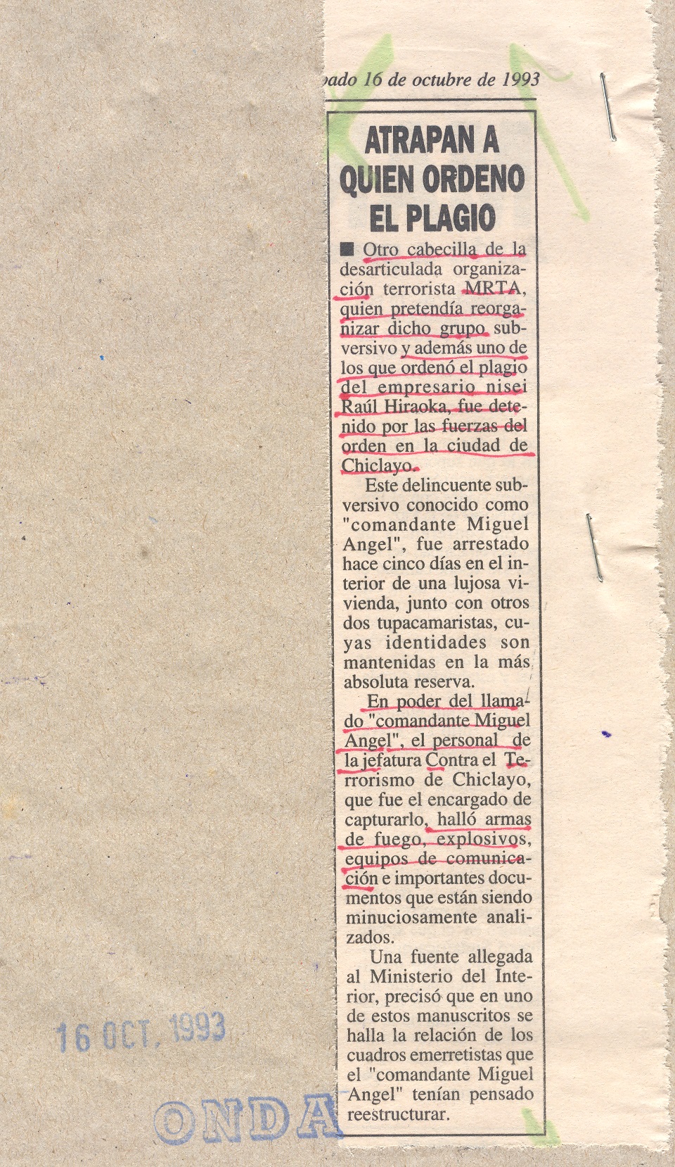 ATRAPAN A QUIEN ORDENO EL PLAGIO