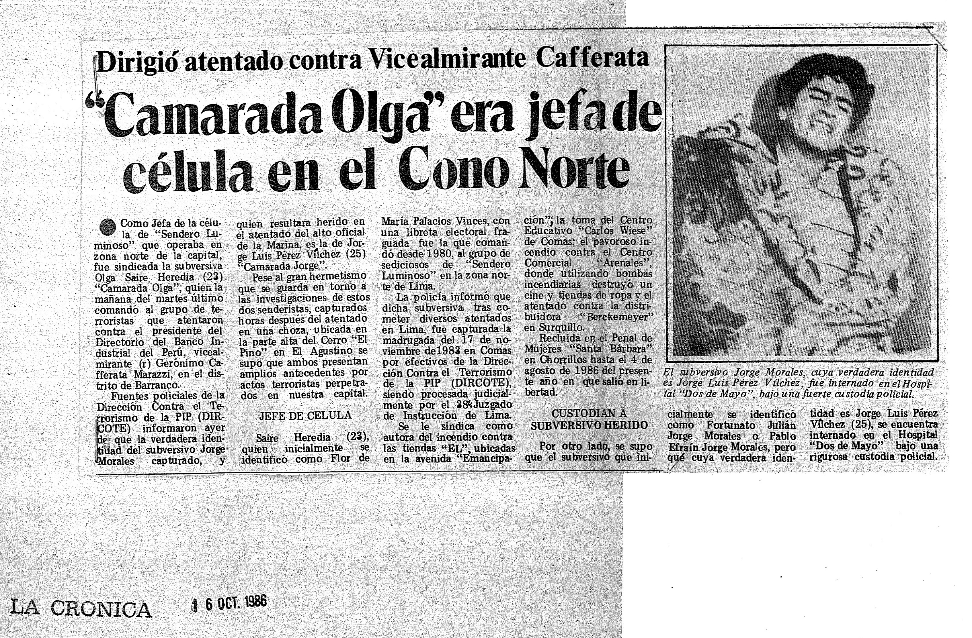 Camarada Olga dirigió atentado