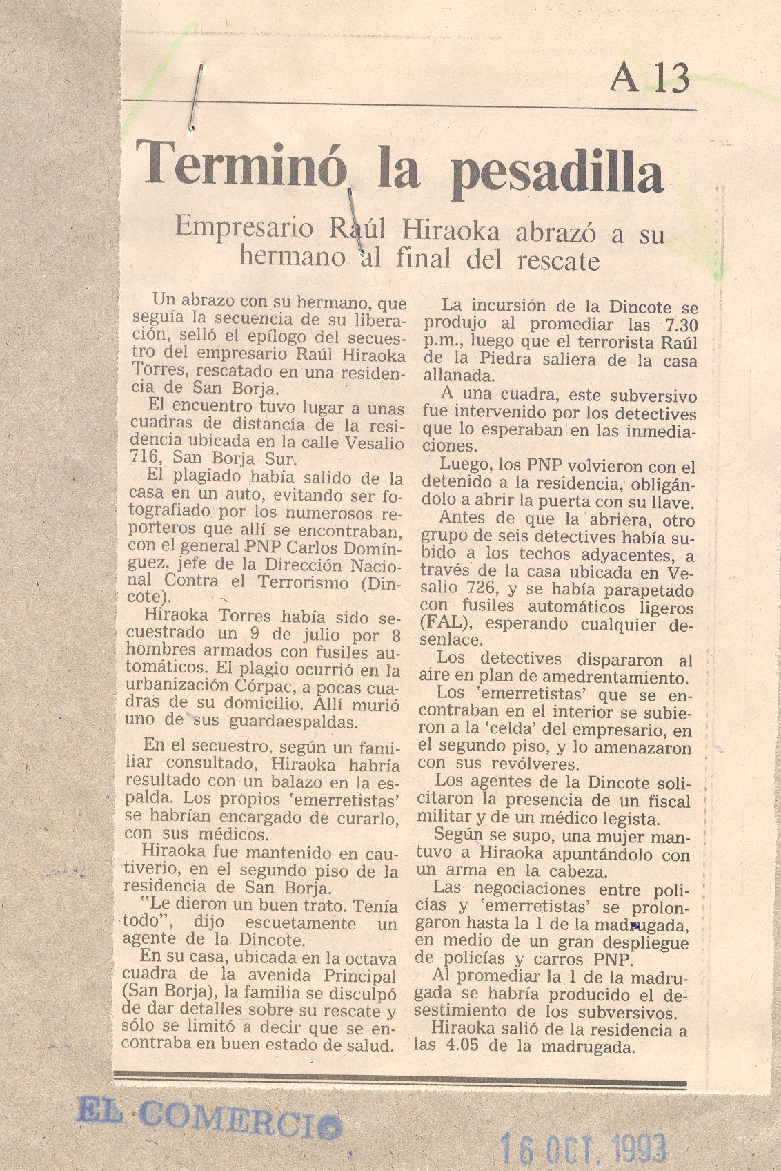 TERMINO LA PESADILLA HIRAOKA