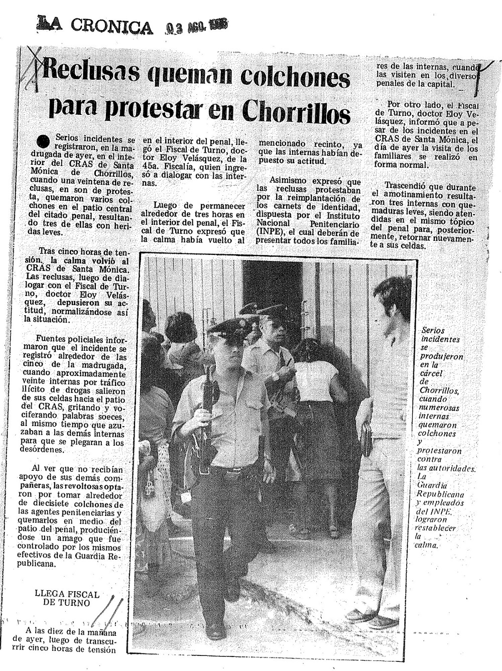 Motín de reclusas en Chorrillos