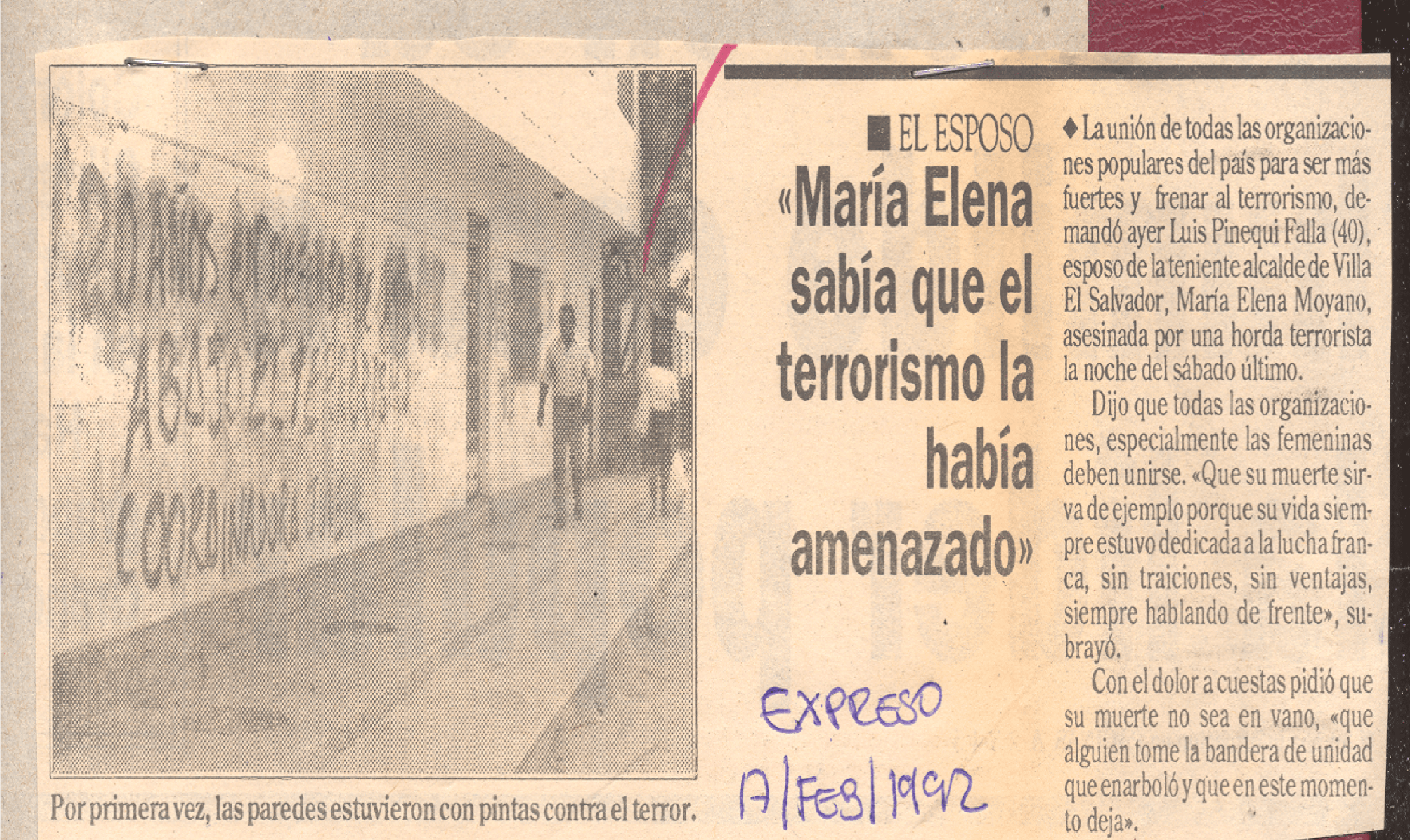 María Elena sabía que el terrorismo la había amenazado