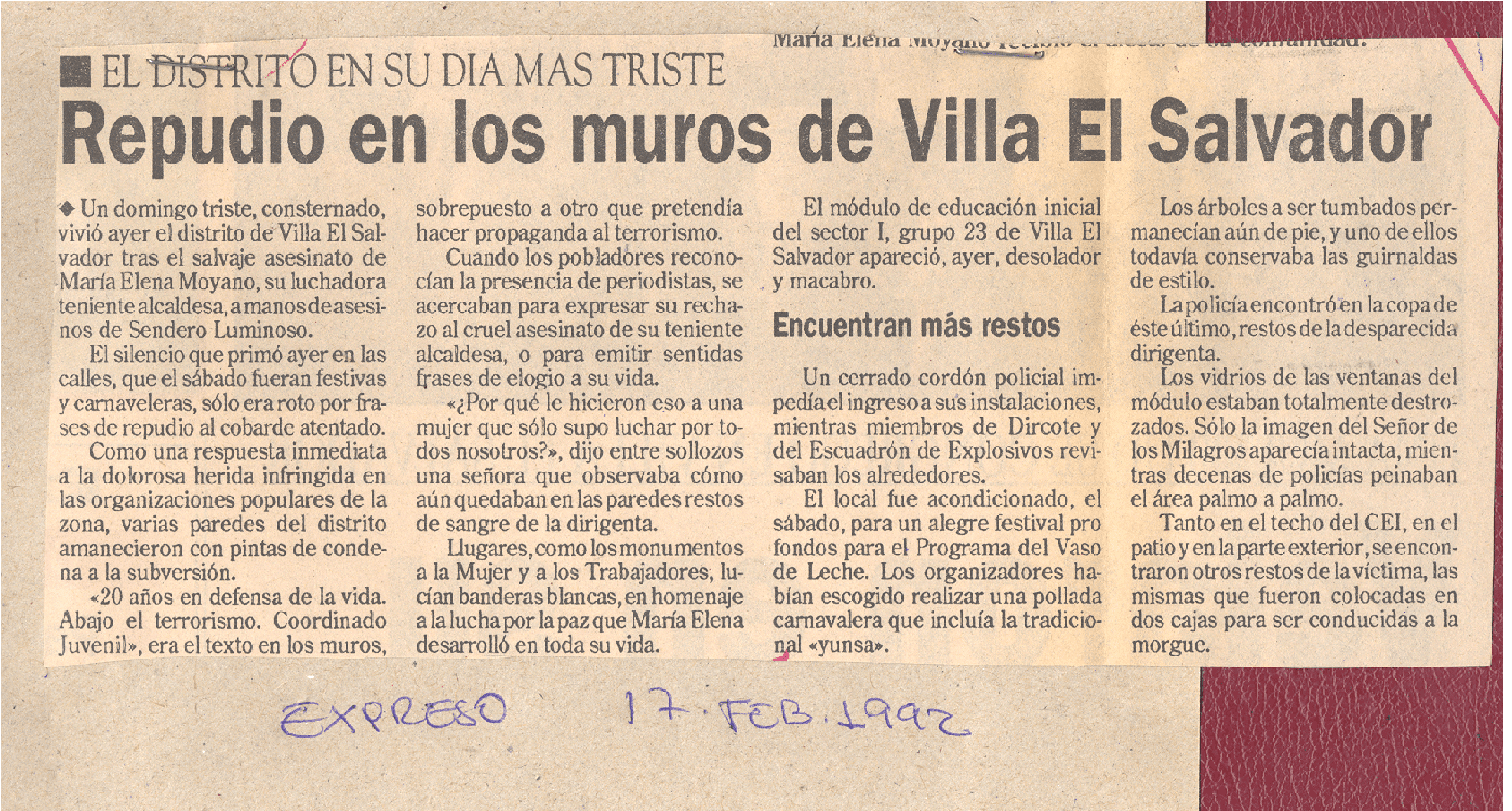 Repudio en los muros de Villa El Salvador