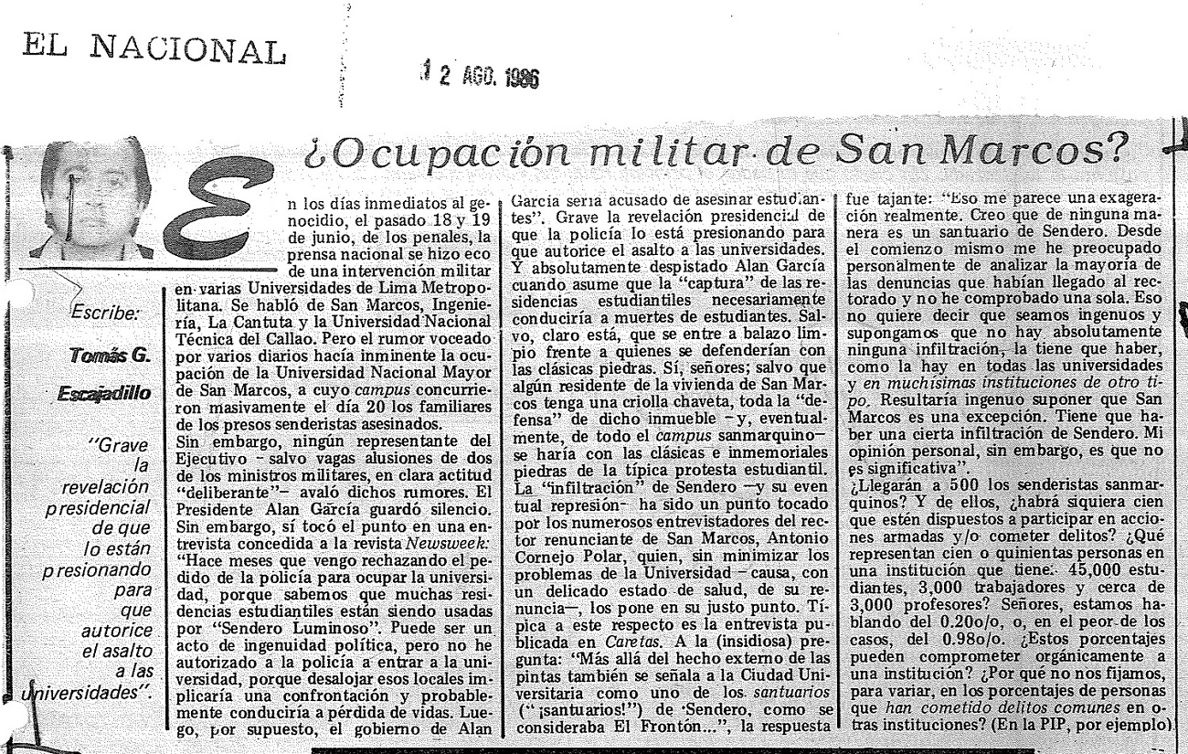 ¿Ocupación militar de San Marcos?