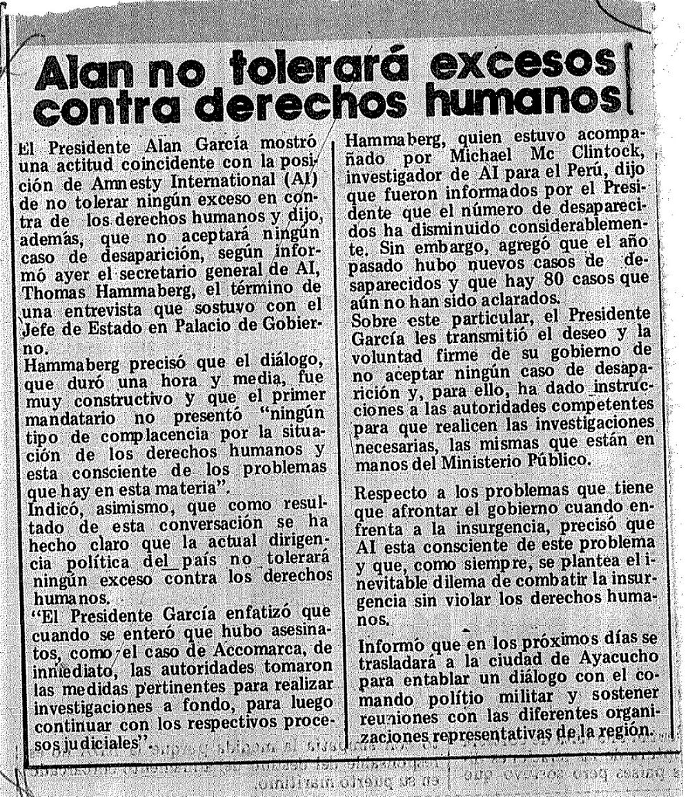 Alan no tolerará excesos contra derechos humanos