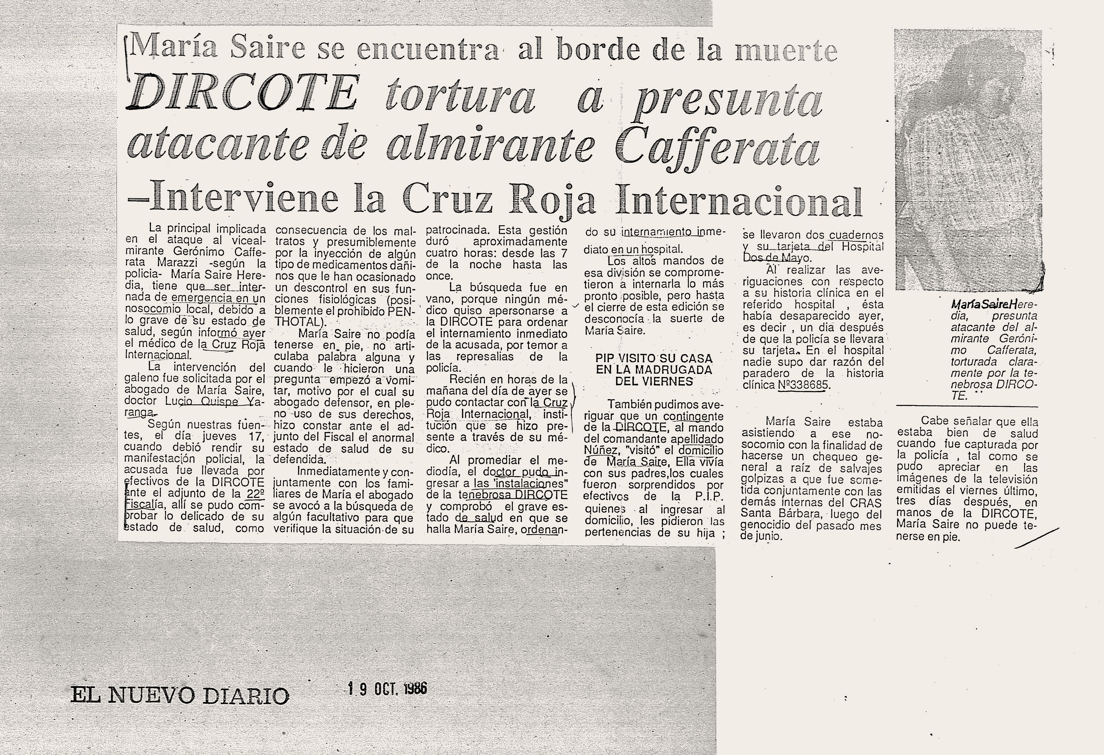 DIRCOTE tortura a presunta atacante