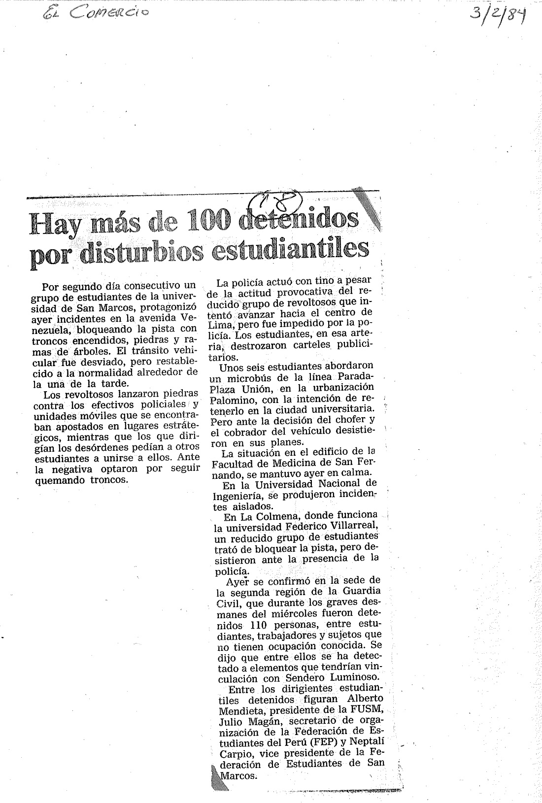 Son 199 los estudiantes detenidos el miércoles