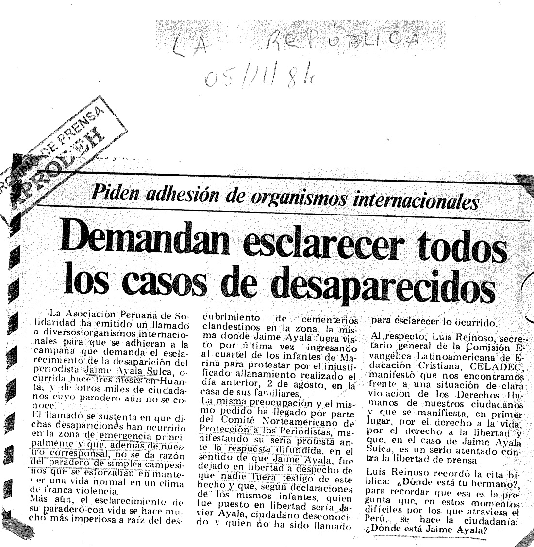 Demandan esclarecer todos los casos de desaparecidos