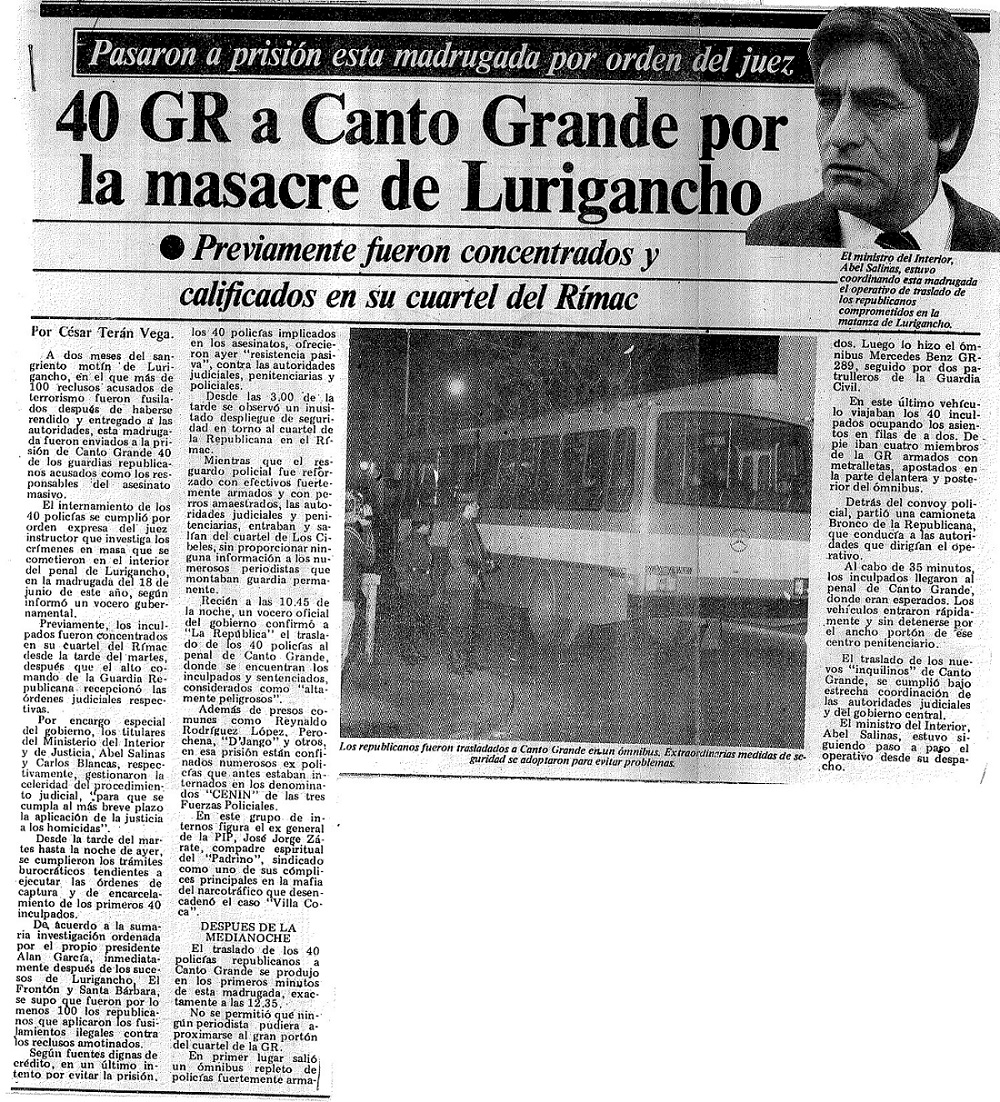 40 GR a Canto Grande por la masacre de Lurigancho