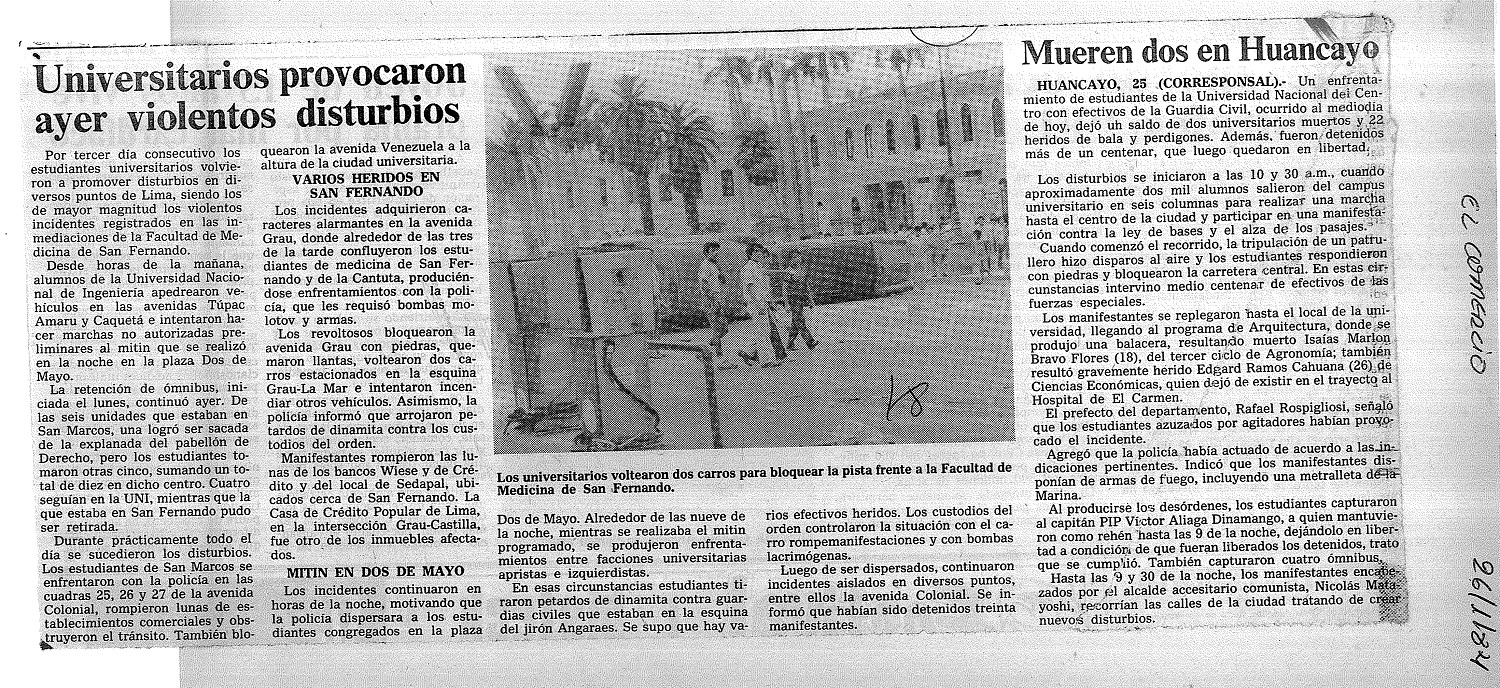 Universitarios provocaron ayer violentos disturbios