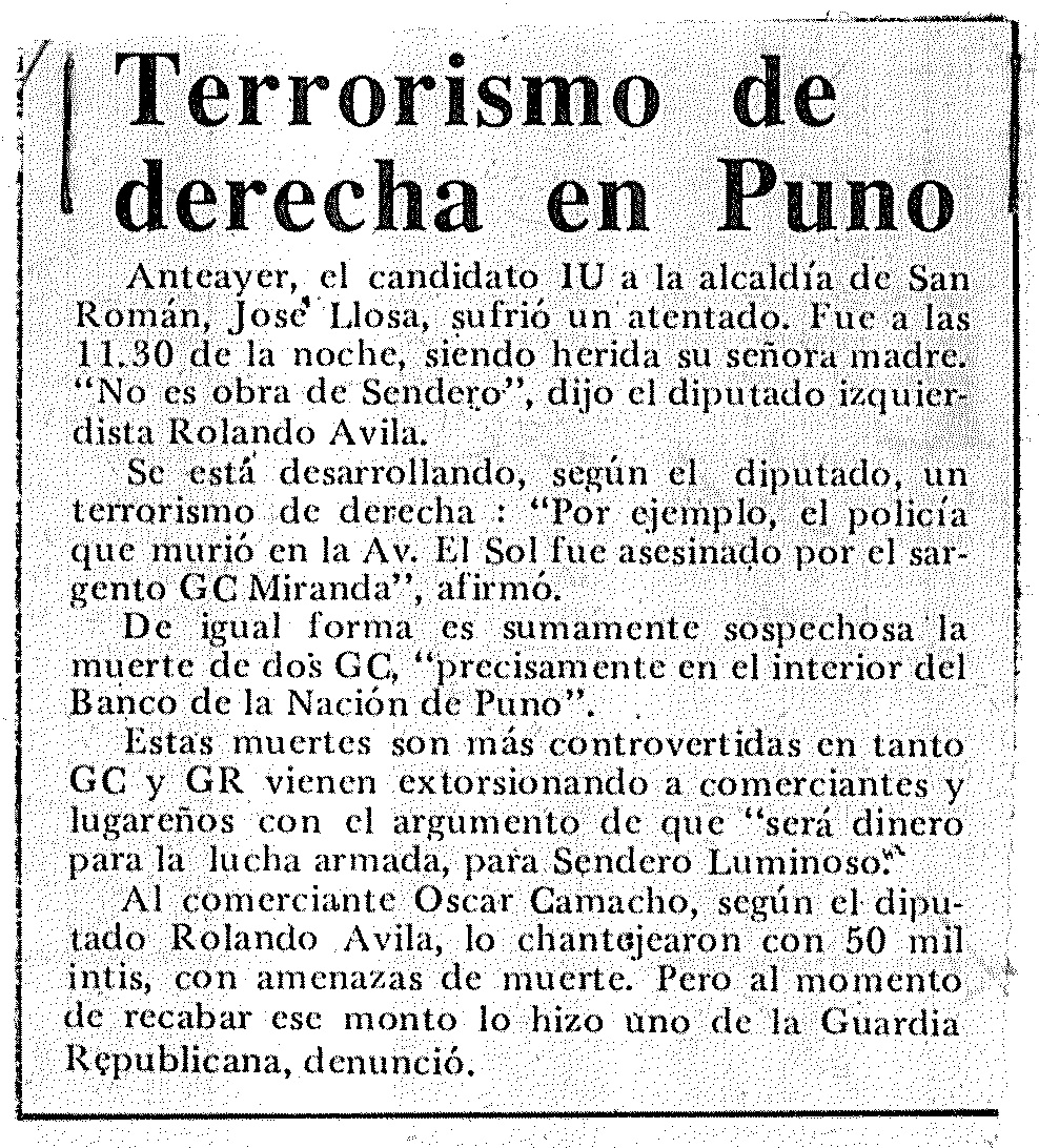 Terrorismo de derecha en Puno