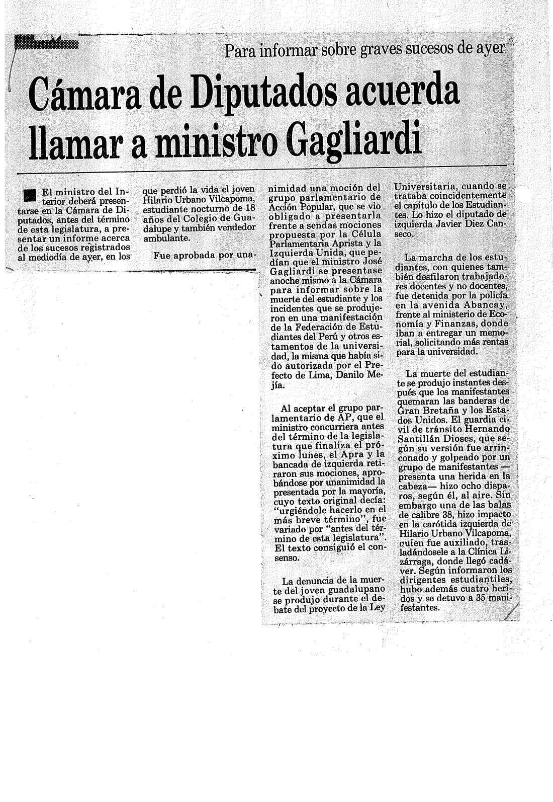 Cámara de Diputados acuerda llamar a ministro Gagliardi