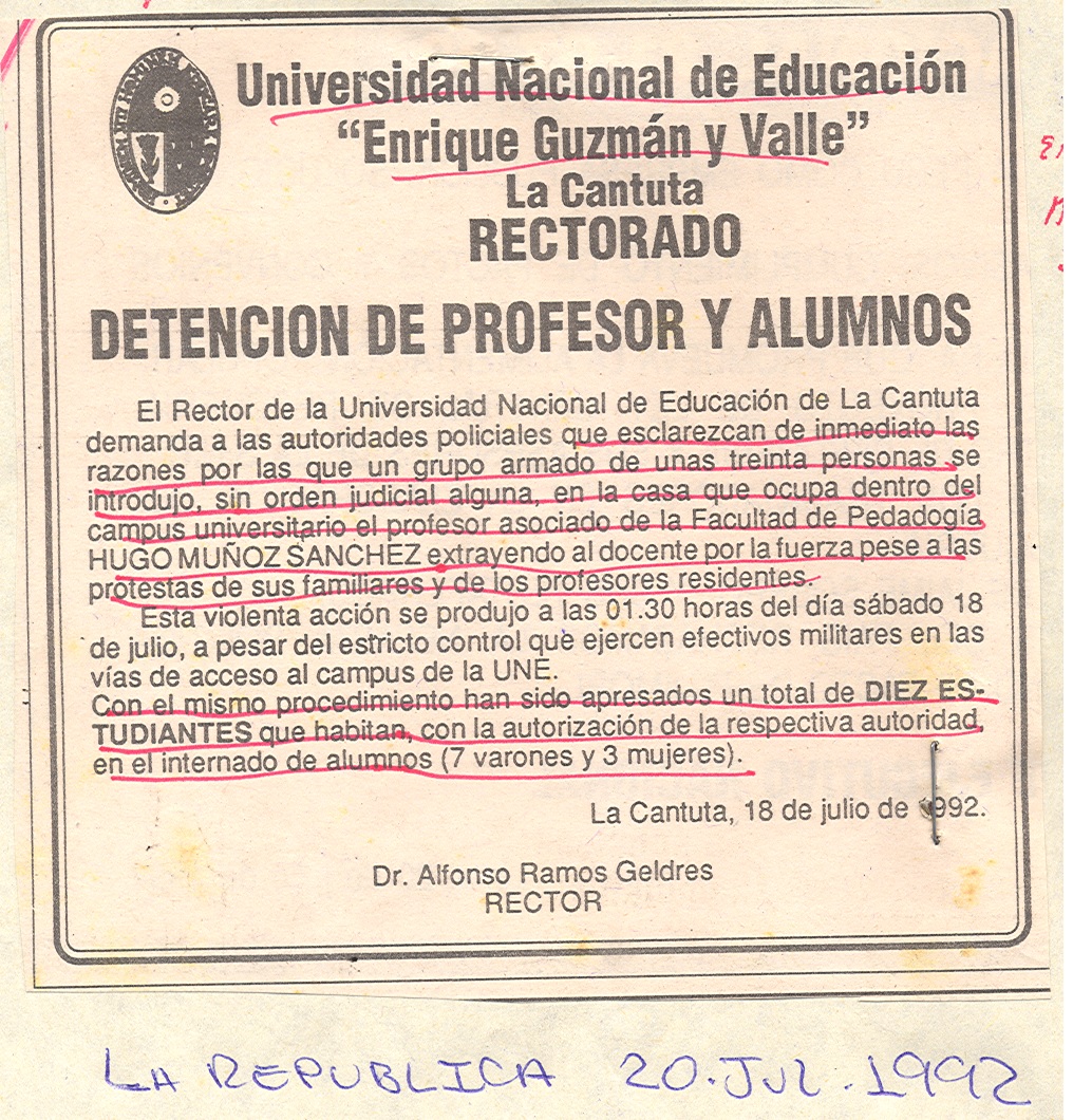 Detención de profesor y alumnos
