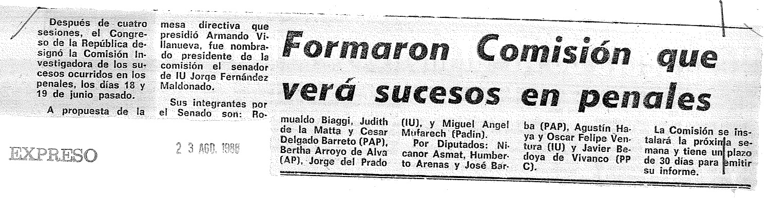 Comisión investigará sucesos en los penales