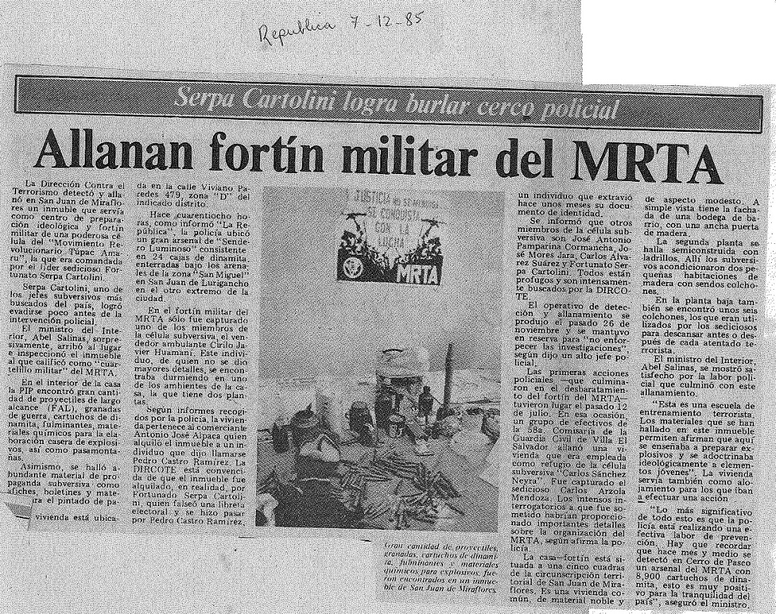 Allanan arsenal terrorista