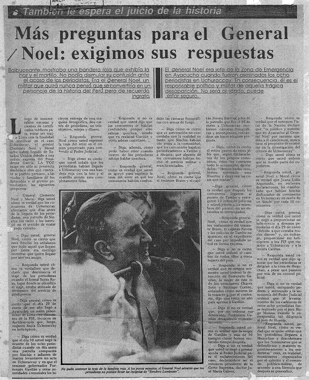 Más preguntas para el General Noel: exigimos sus respuestas