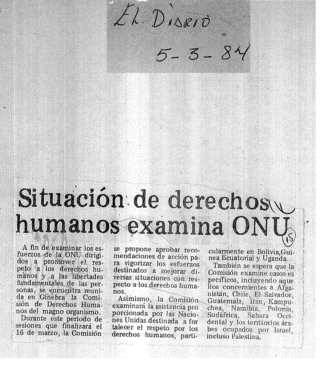 Situación de derechos humanos examina ONU