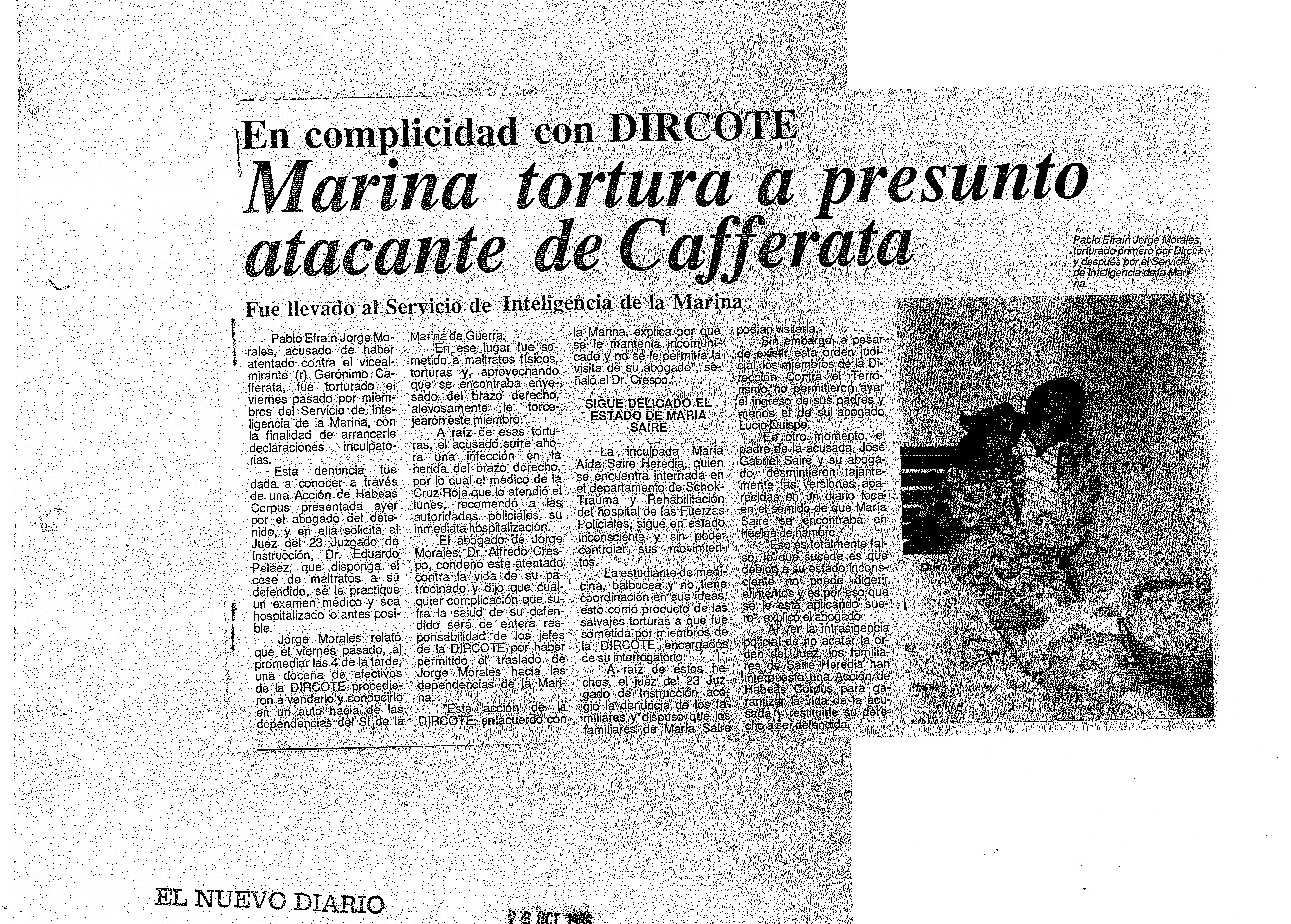 Marina tortura a presunto atacante de Cafferata