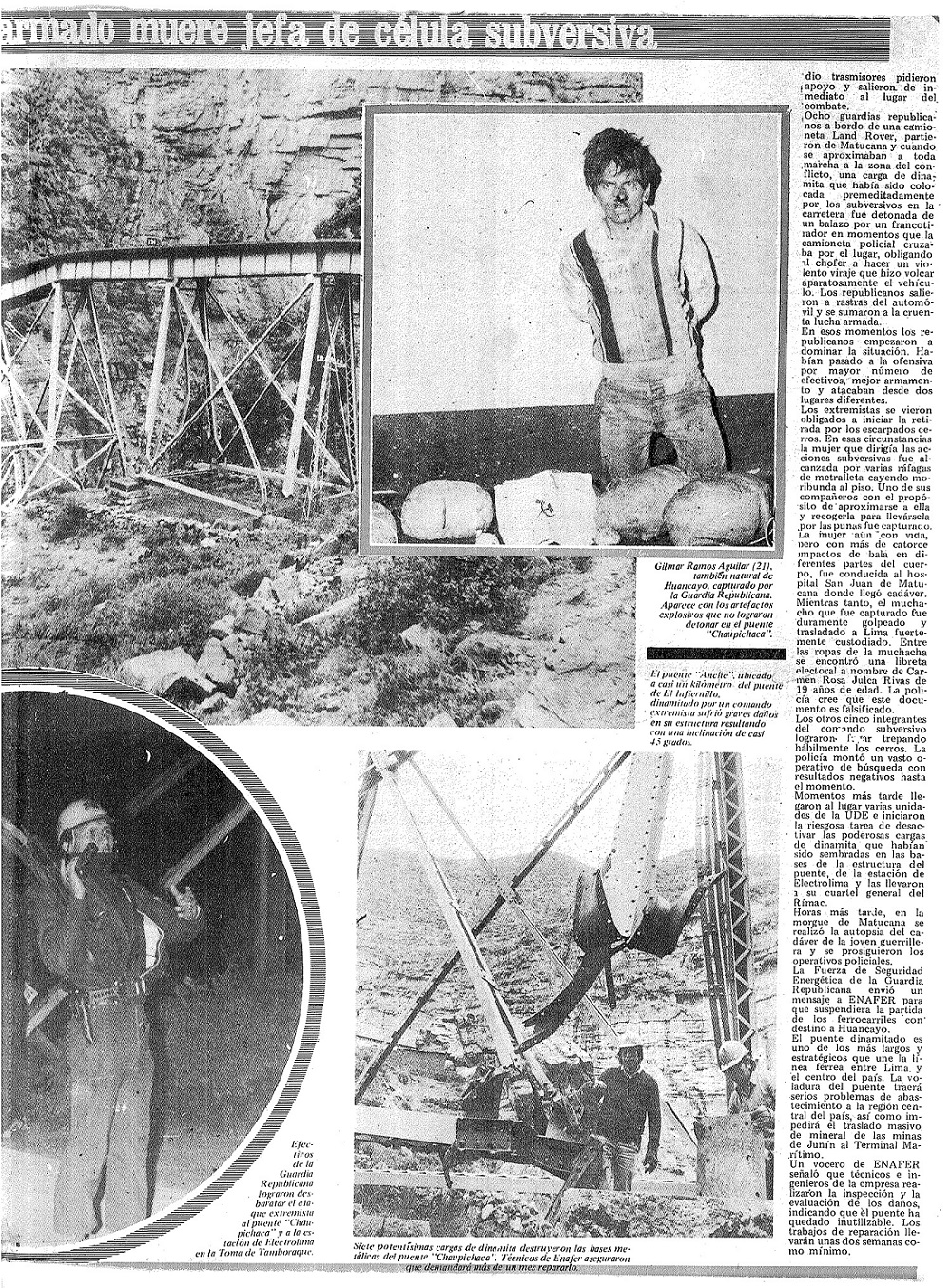 Dinamitan puente y aíslan vía central