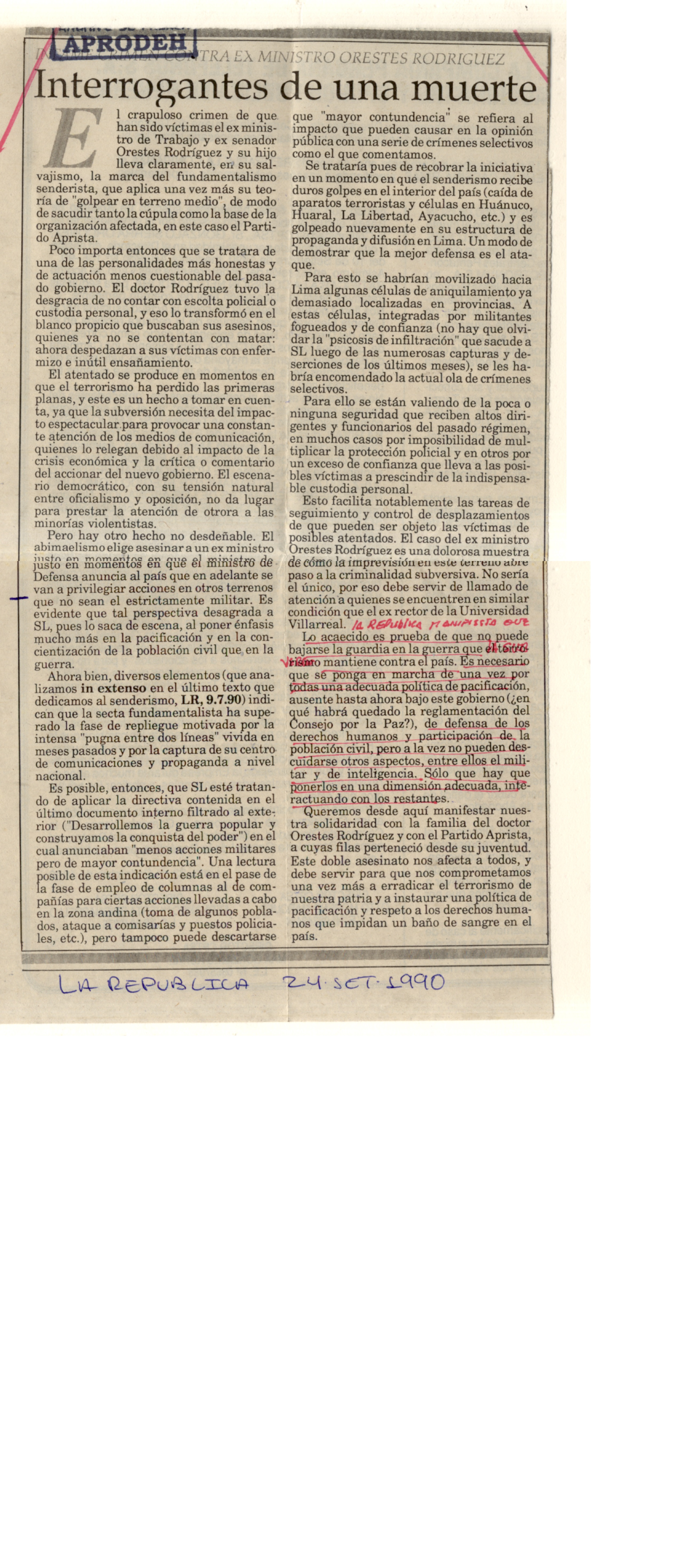 Interrogantes de una muerte