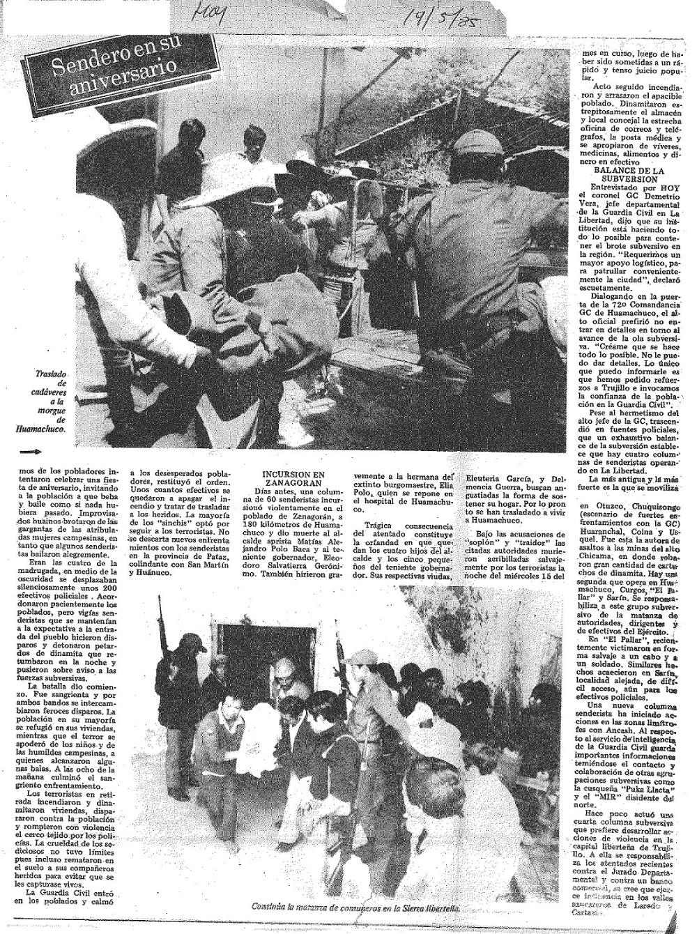 Diez horas de horror y sangre en dos poblados de Huamachuco