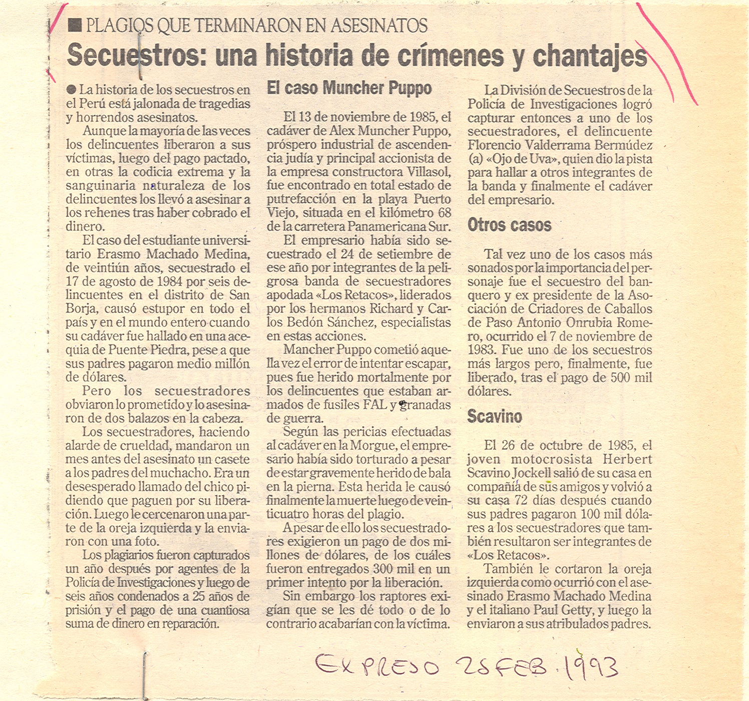 1993 SECUESTROS UNA HISTORIA DE CRIMENES